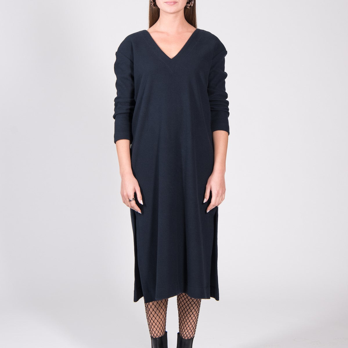JAN N JUNE Dress Luton Corduroy Sweat midnight (2)