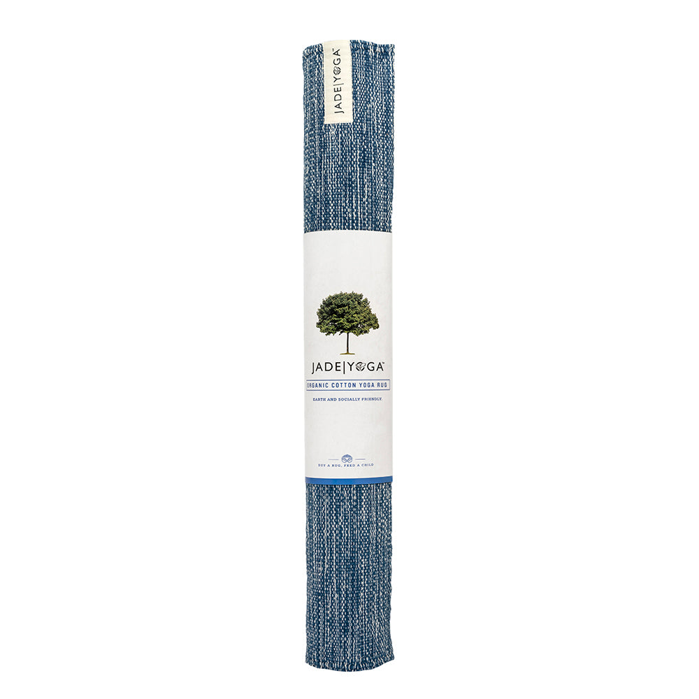 JadeYoga Yogateppich "Mysore" aus Bio-Baumwolle Indigo Blue