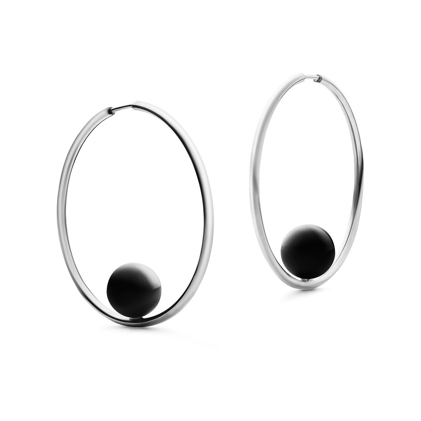 Jukserei Ohrringe "Alba Stone Hoops" silber Silber Schwarz