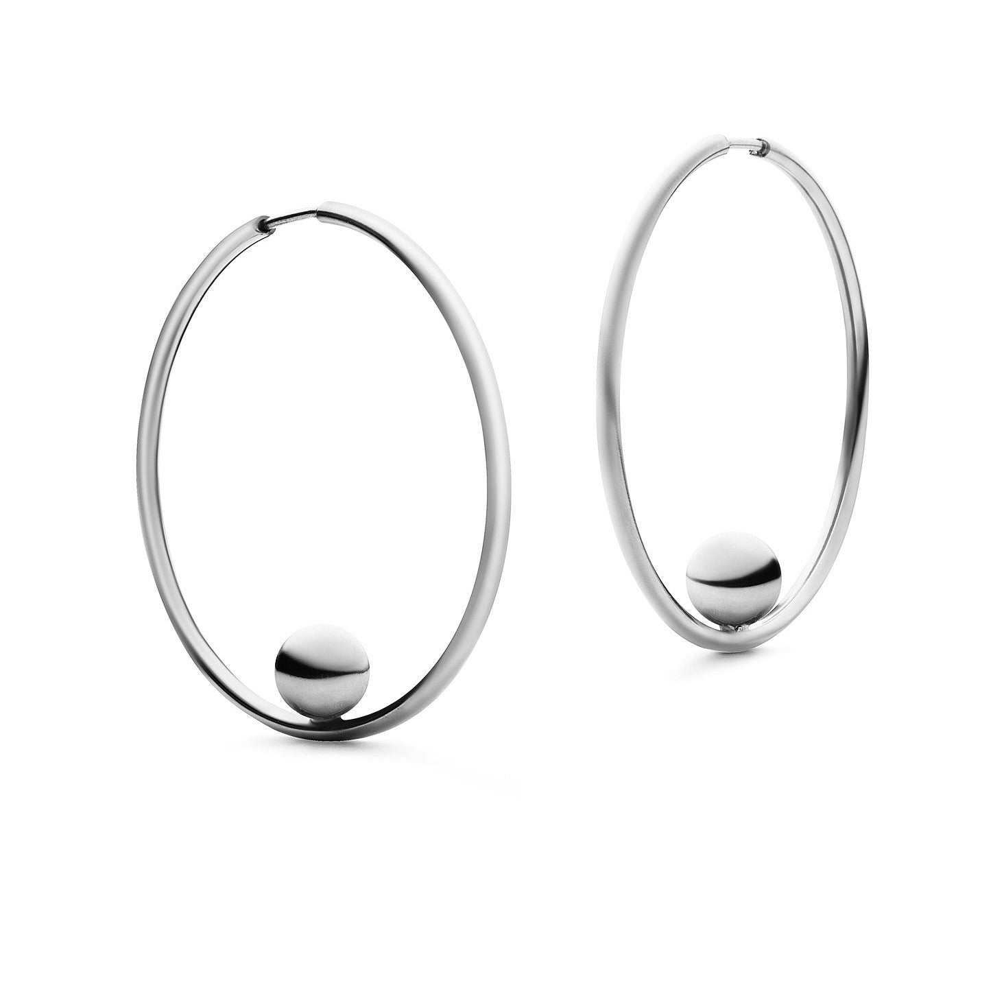 Jukserei Ohrringe "Alba Hoop" Silber Ohrringe: Ø 35 mm Ball: Ø 7 mm