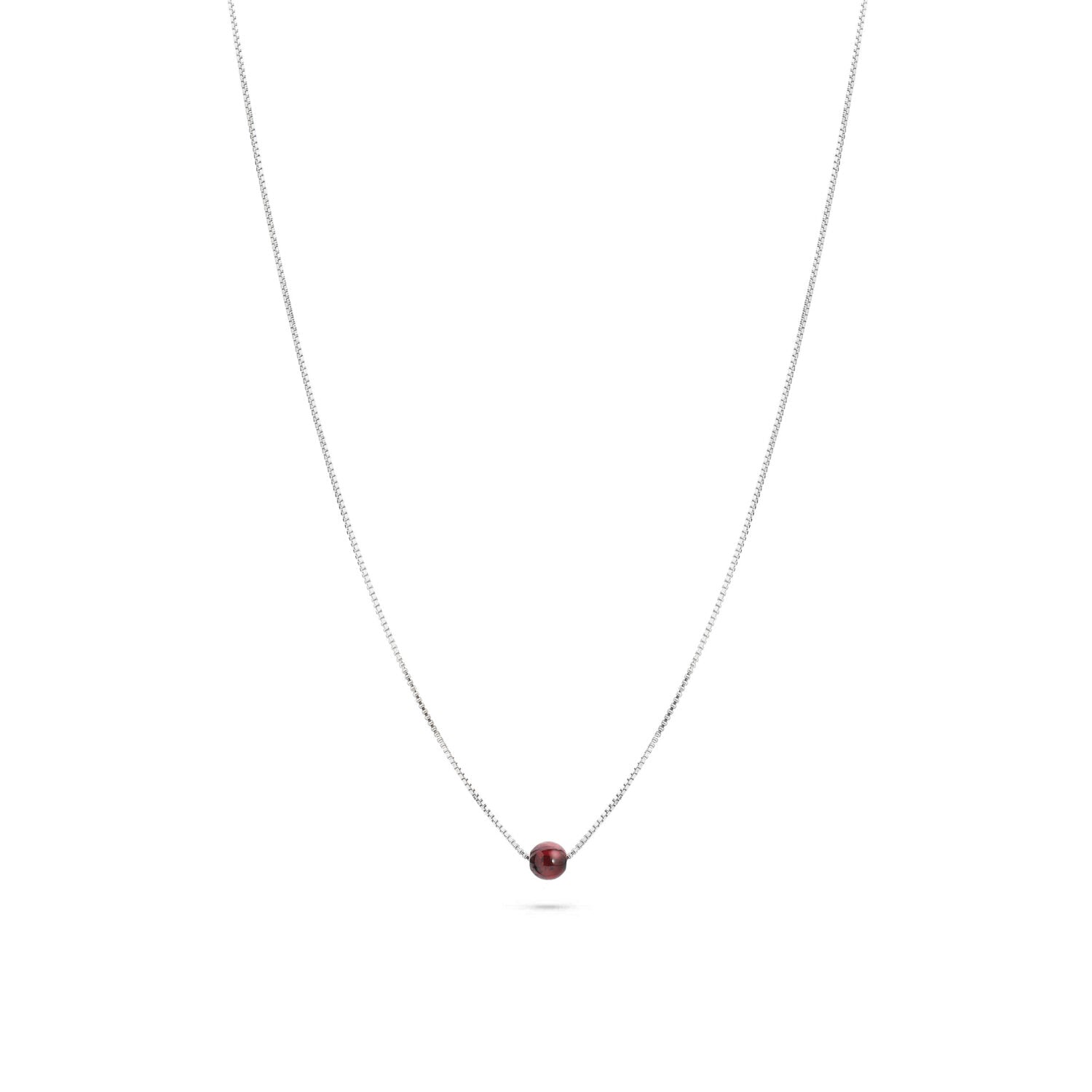 Jukserei silberne Halskette "Birthstone"- Monate Januar Granat Silber