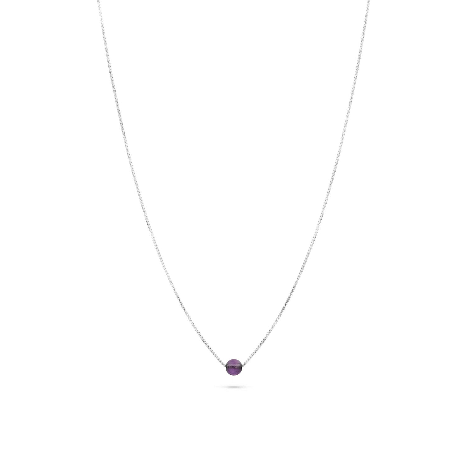 Jukserei silberne Halskette "Birthstone"- Monate Februar Amethyst Silber