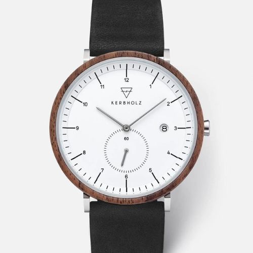 KERBHOLZ Armbanduhr "ANTON" - Walnut - Silver - Midnight Black