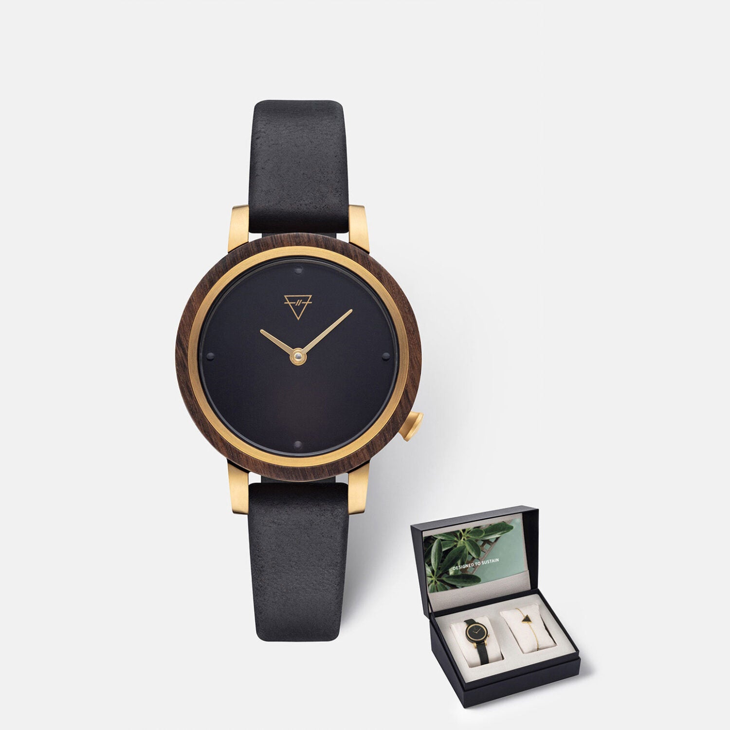 KERBHOLZ Armbanduhr + Armband "LUISE" - Sandalwood - Midnight Black X-Mas 2020