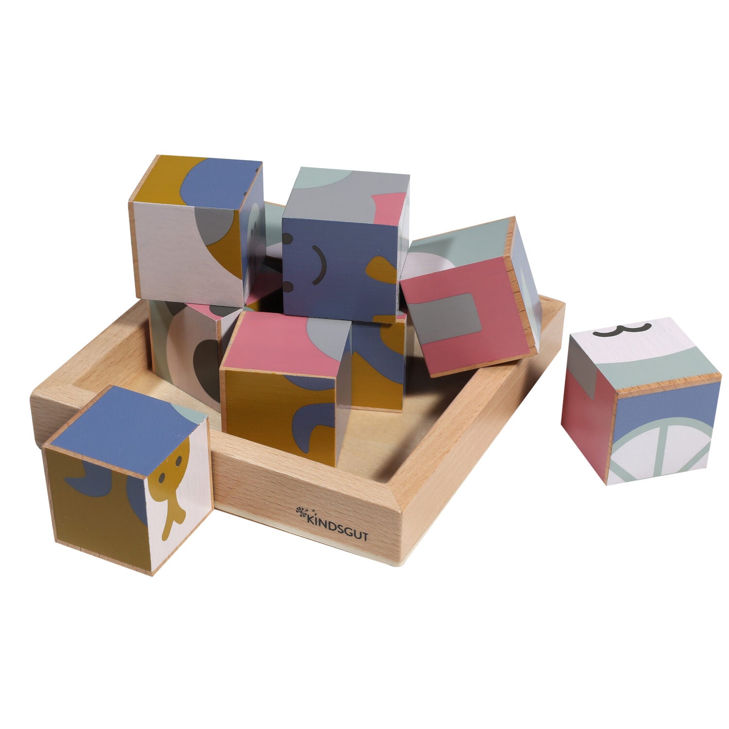 KINDSGUT Holzwürfel-Puzzle Tiere