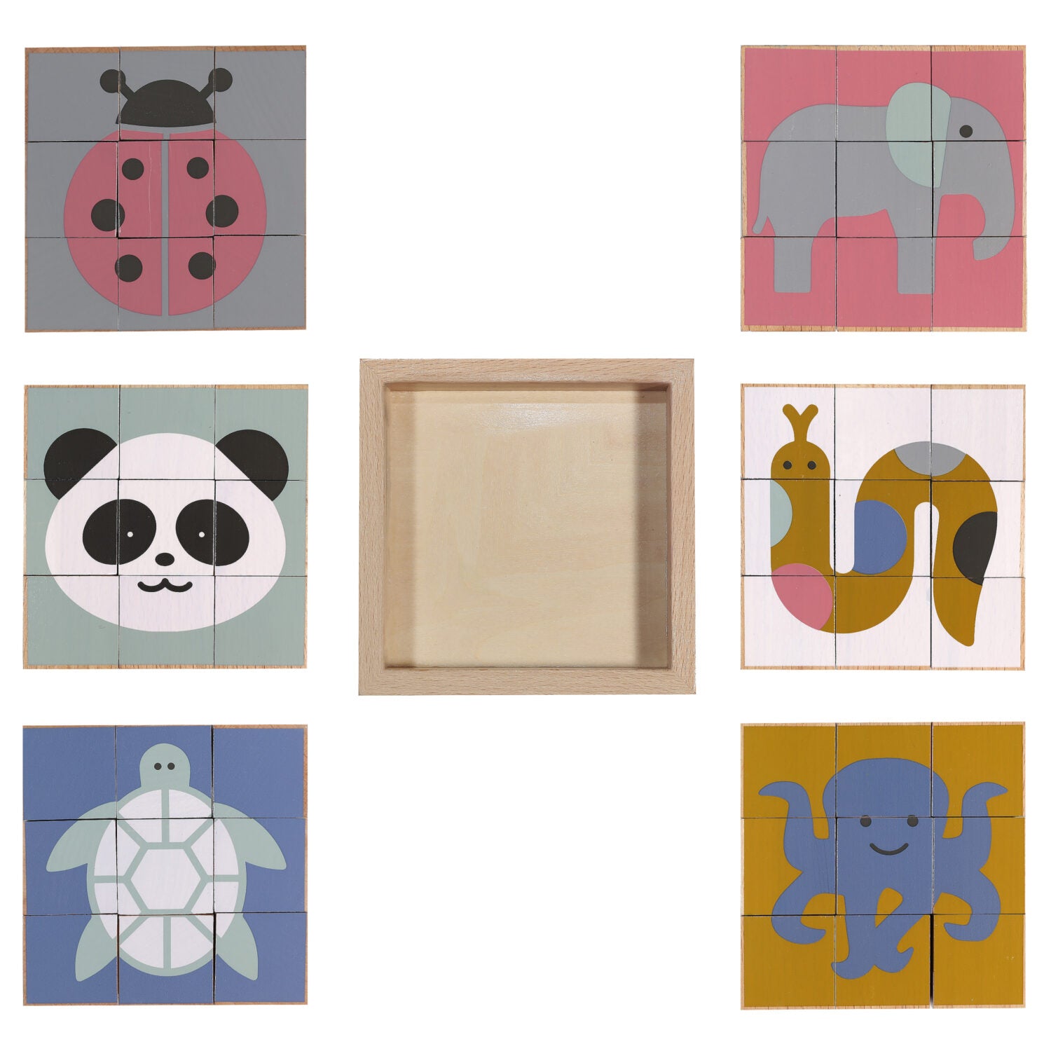 KINDSGUT Holzwürfel-Puzzle Tiere