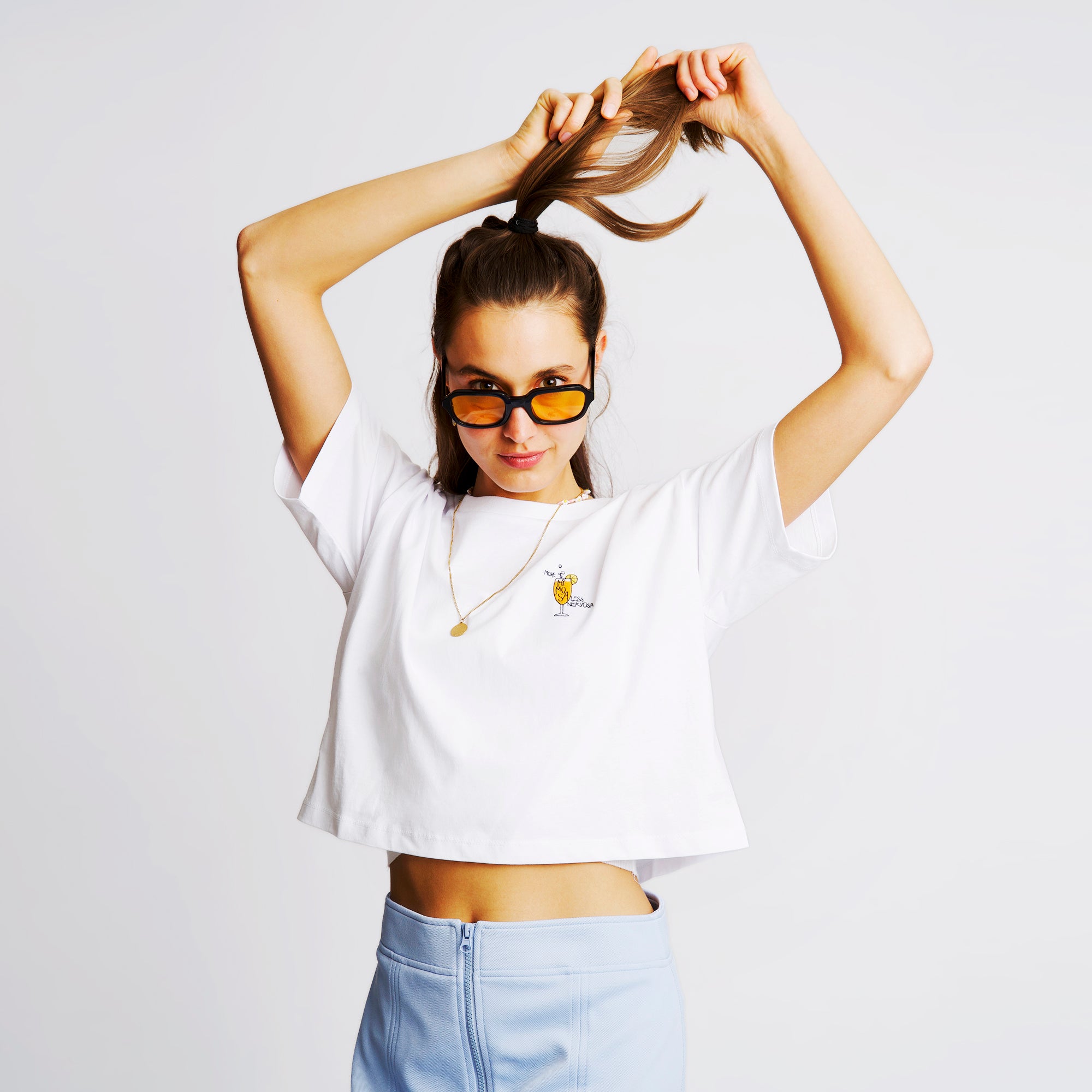 On Vacation Ladies Cropped Top "Mimosa" - White