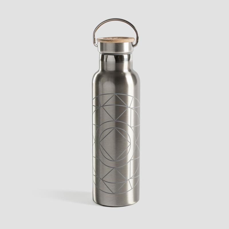 Lotuscrafts Edelstahl Trinkflasche mit Bambusdeckel "Mandala"