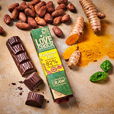 Lovechock Riegel Kurkuma Tulsi 82% (2)