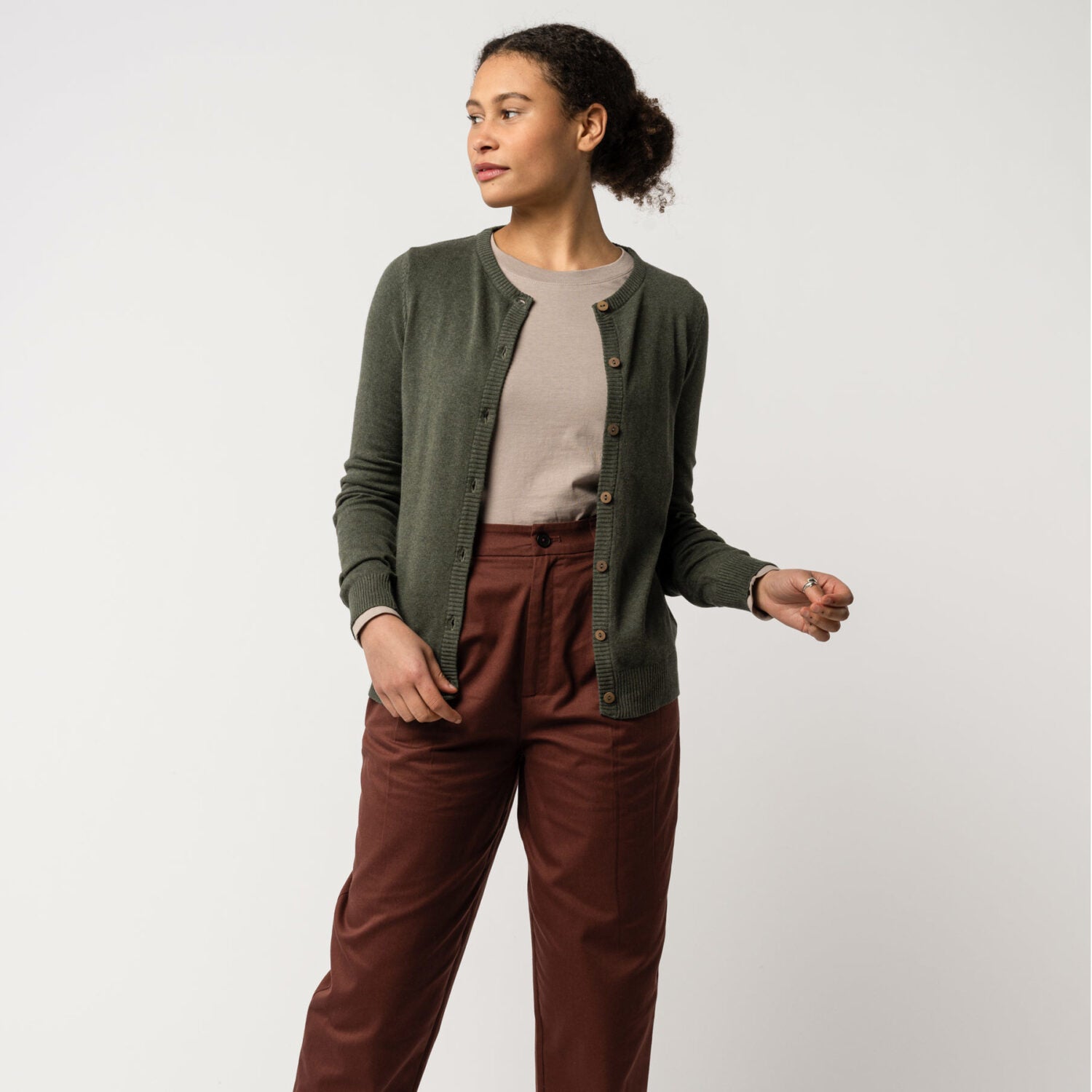 MELA Damen Cardigan "BASIC" - grün-melange