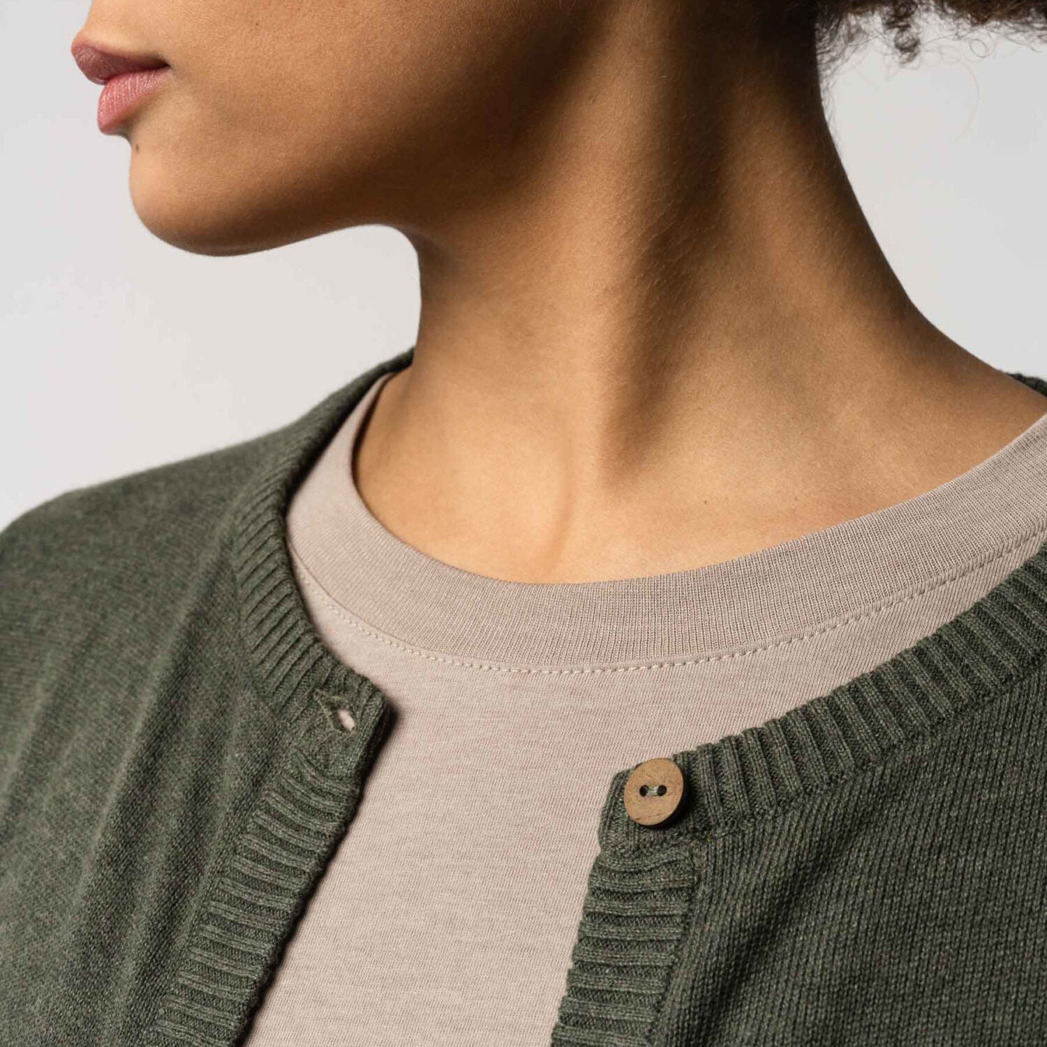 MELA Damen Cardigan "BASIC" - grün-melange
