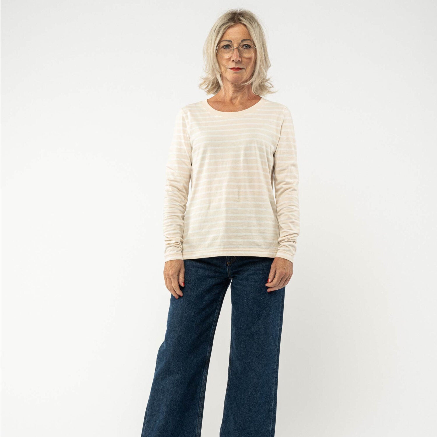 MELA Damen Langarmshirt "REENA" - oat-weiß gestreift