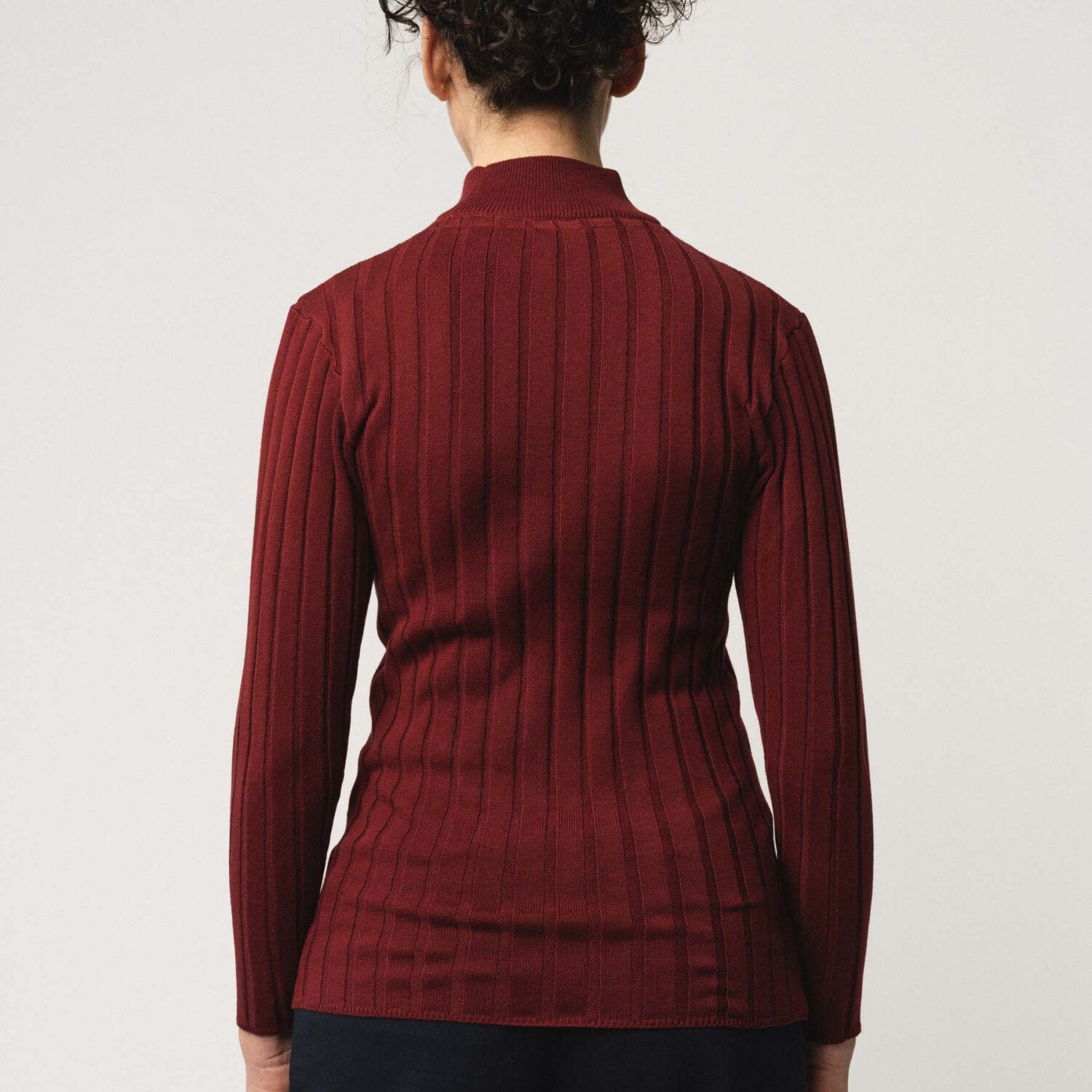 MELA Damen Rippstrickpullover "AMBA" - burgunderrot