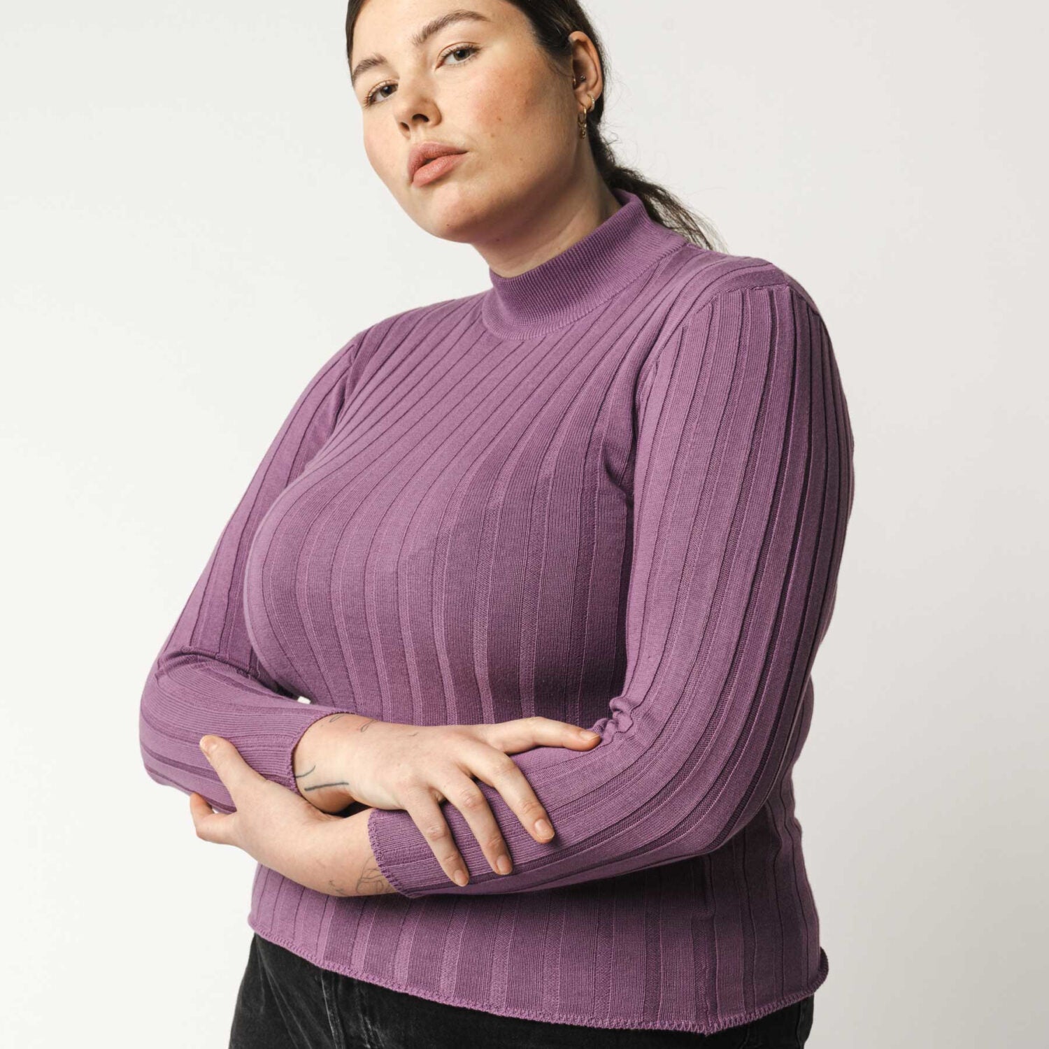 MELA Damen Rippstrickpullover AMBA - lila_1