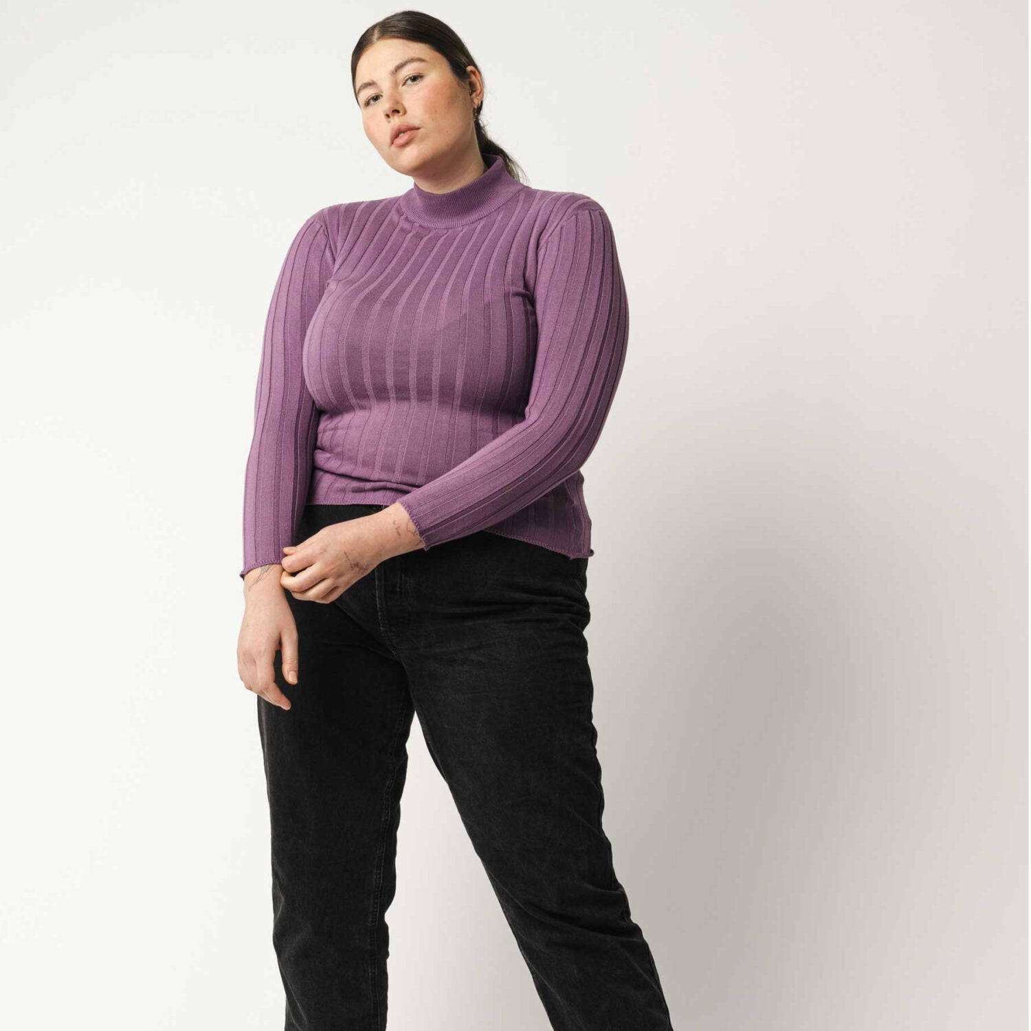 MELA Damen Rippstrickpullover AMBA - lila_2