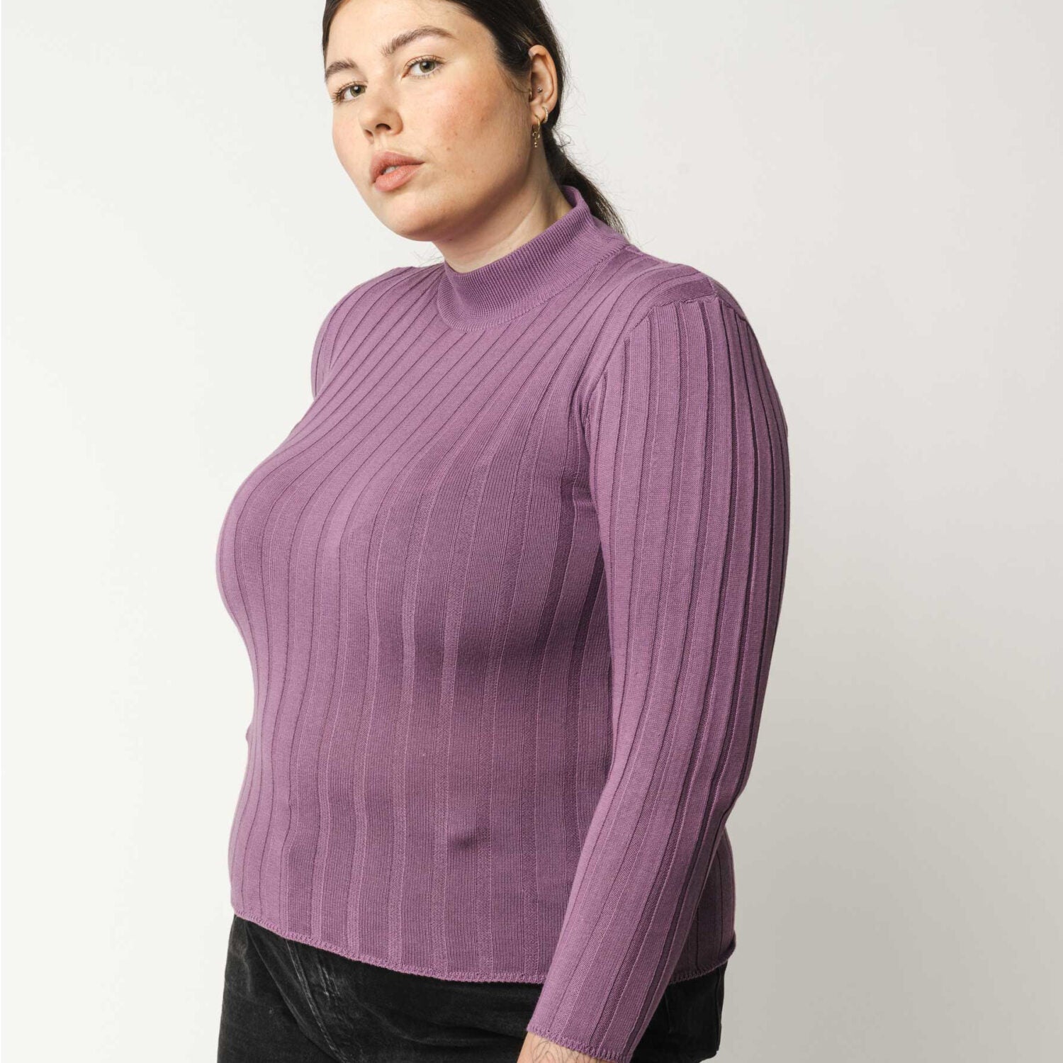MELA Damen Rippstrickpullover AMBA - lila_4
