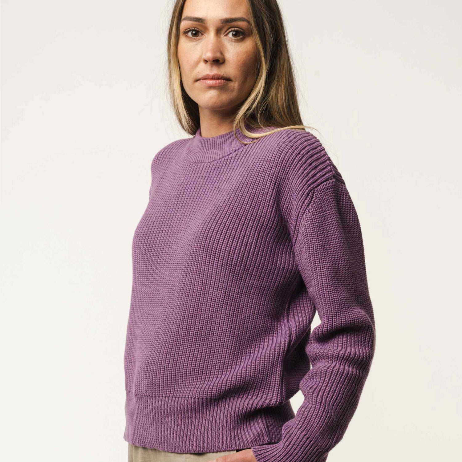 MELA Damen Rippstrickpullover MANIKA - lila_1