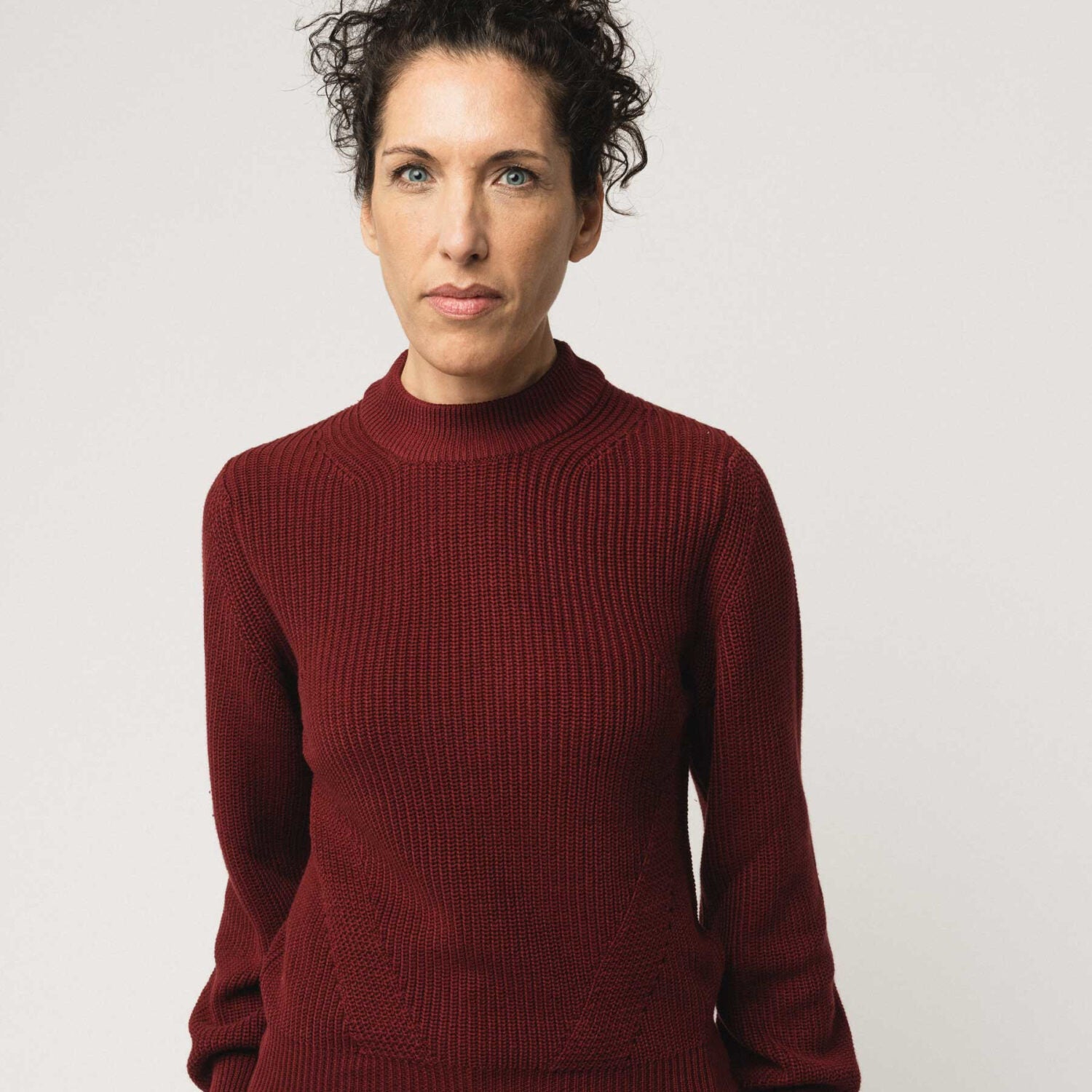 MELA Damen Rippstrickpullover "RIYA" - burgunderrot