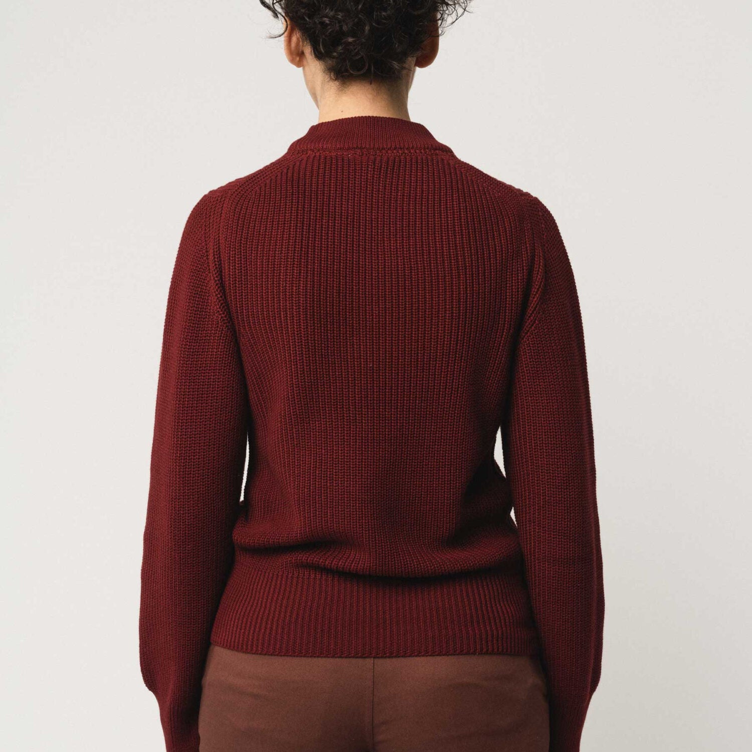 MELA Damen Rippstrickpullover "RIYA" - burgunderrot