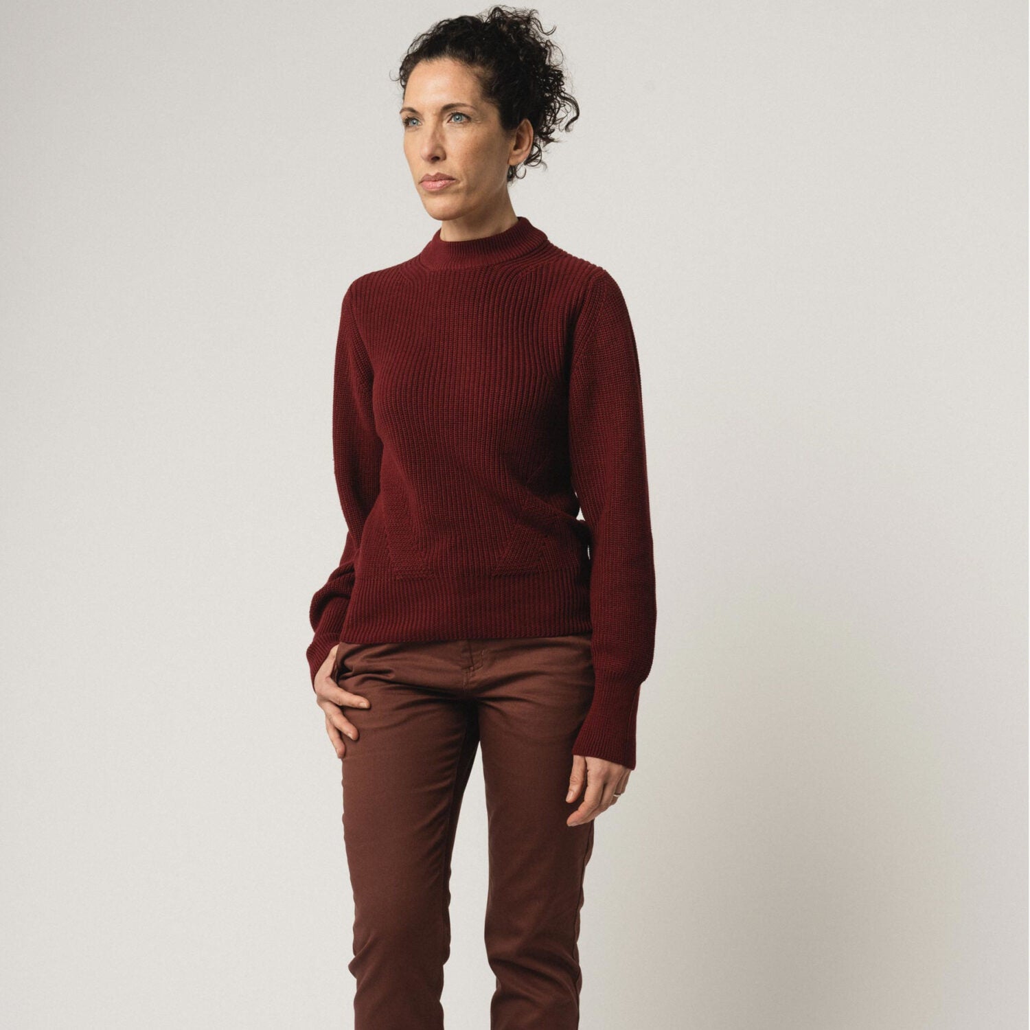 MELA Damen Rippstrickpullover "RIYA" - burgunderrot