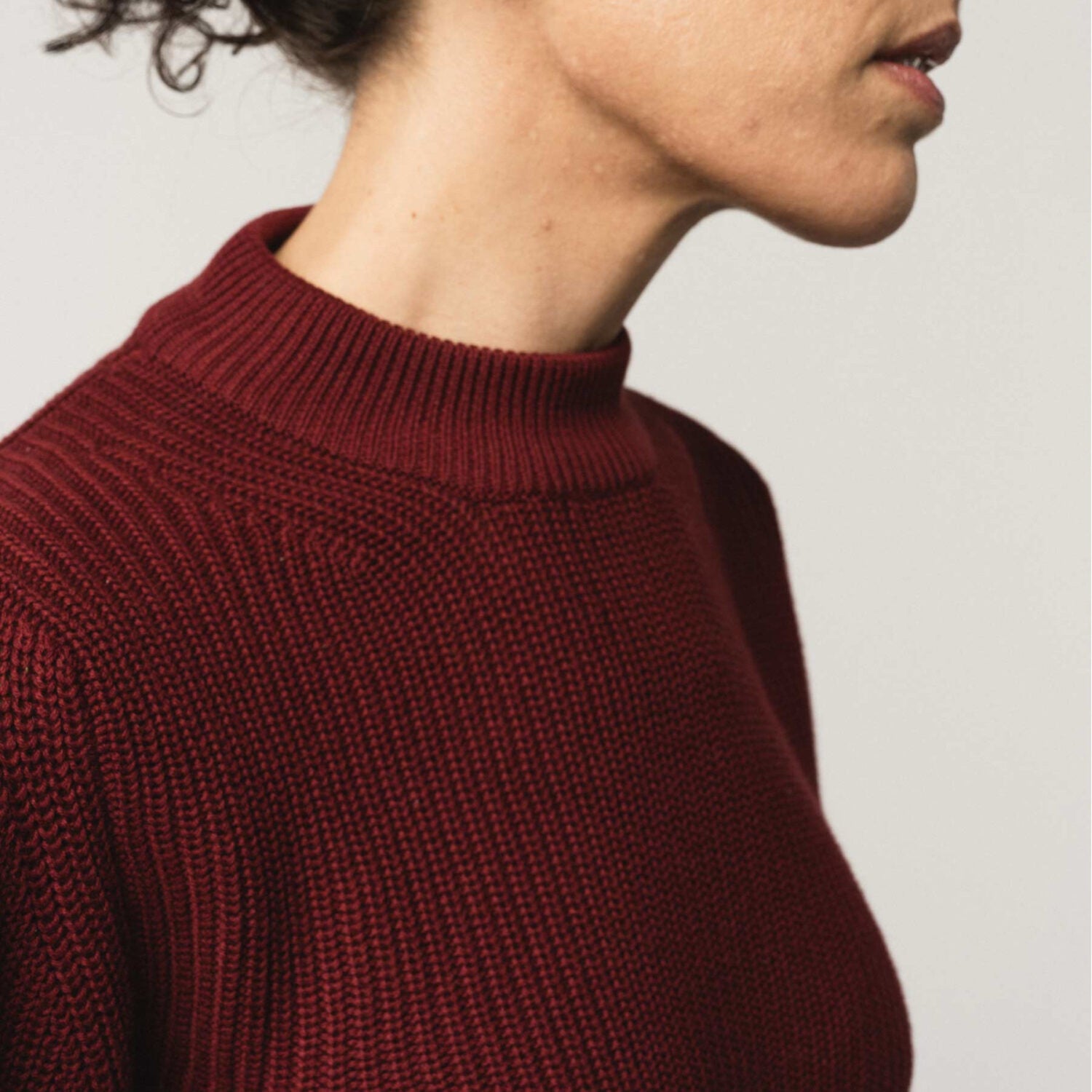 MELA Damen Rippstrickpullover "RIYA" - burgunderrot