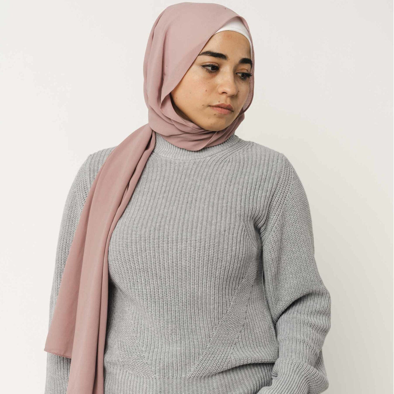 MELA Damen Rippstrickpullover "RIYA" - grau-melange