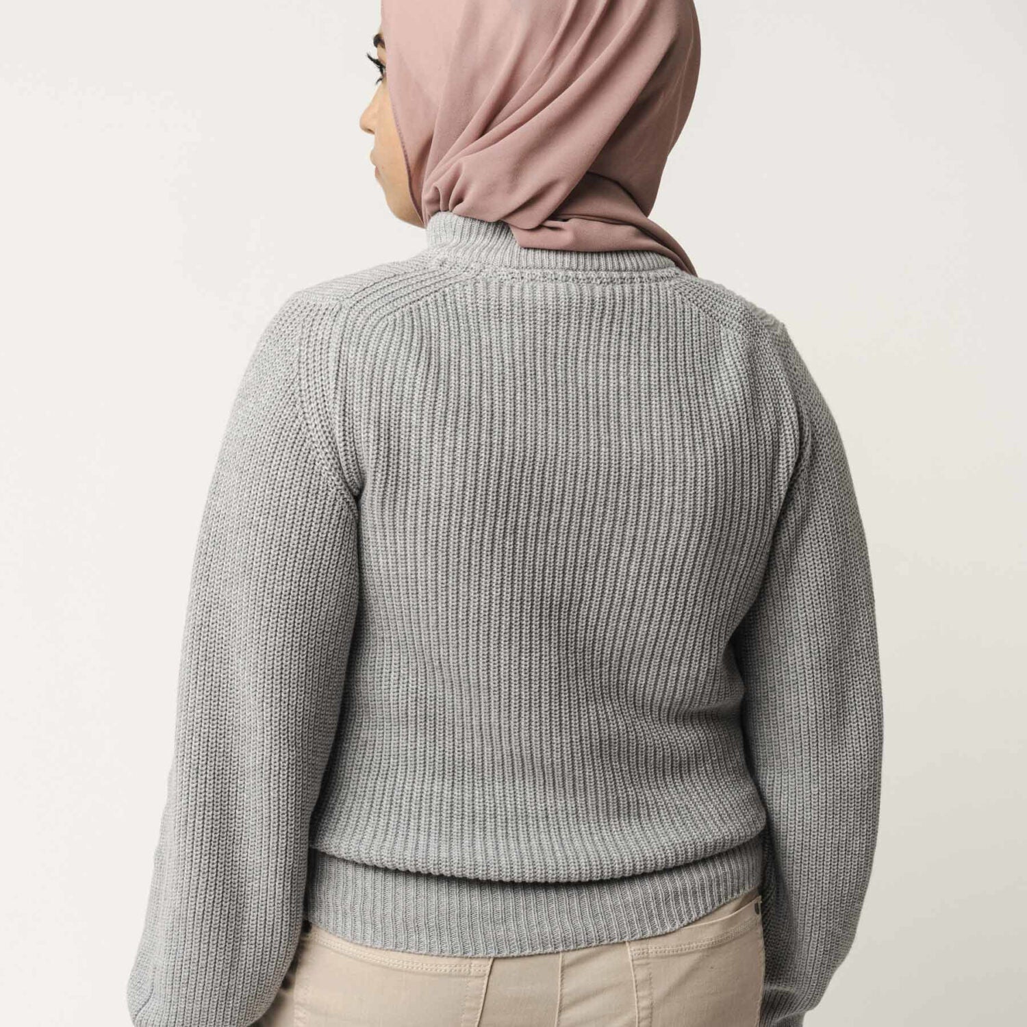 MELA Damen Rippstrickpullover "RIYA" - grau-melange