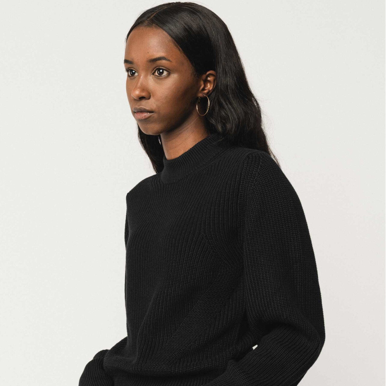 MELA Damen Rippstrickpullover "RIYA" - schwarz