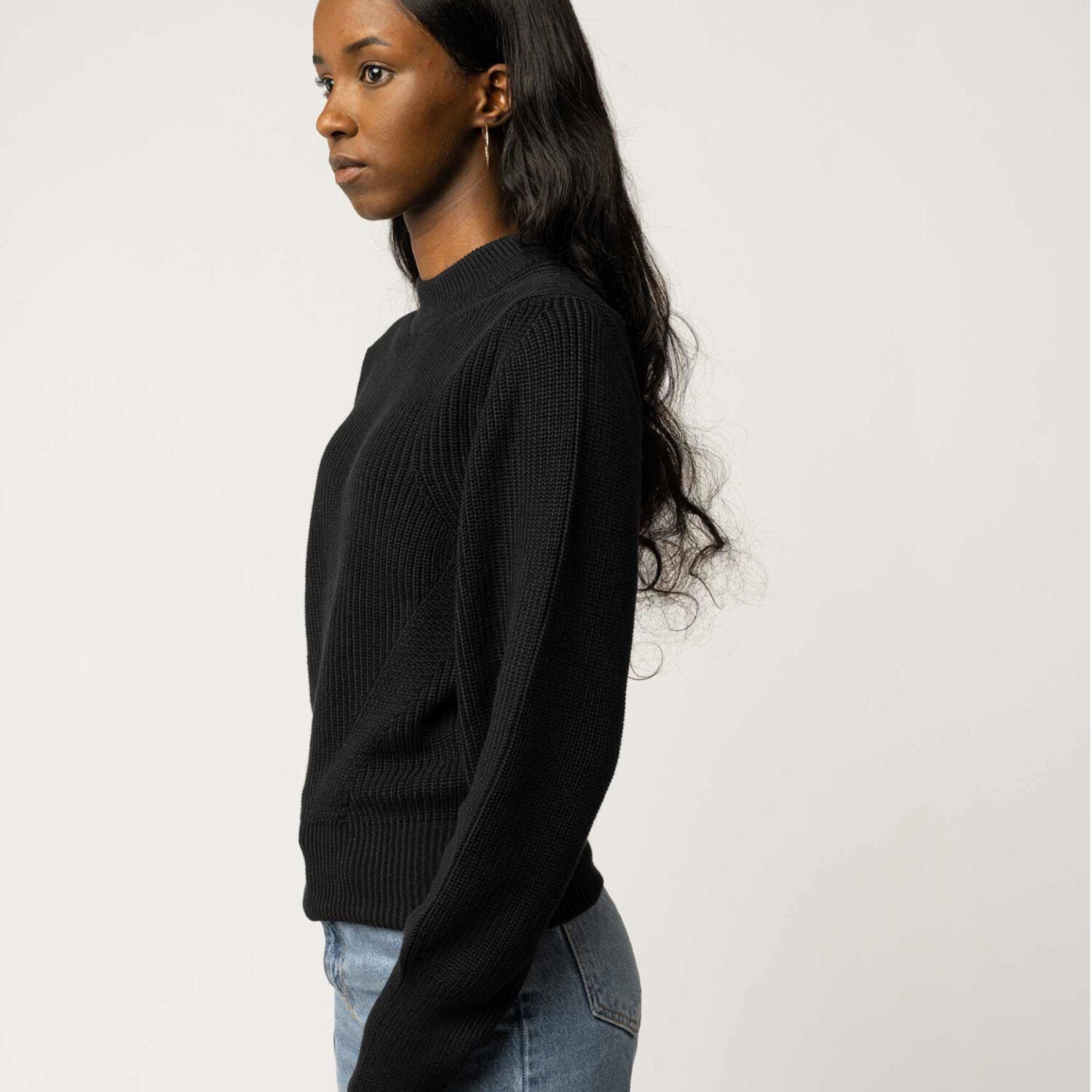 MELA Damen Rippstrickpullover "RIYA" - schwarz