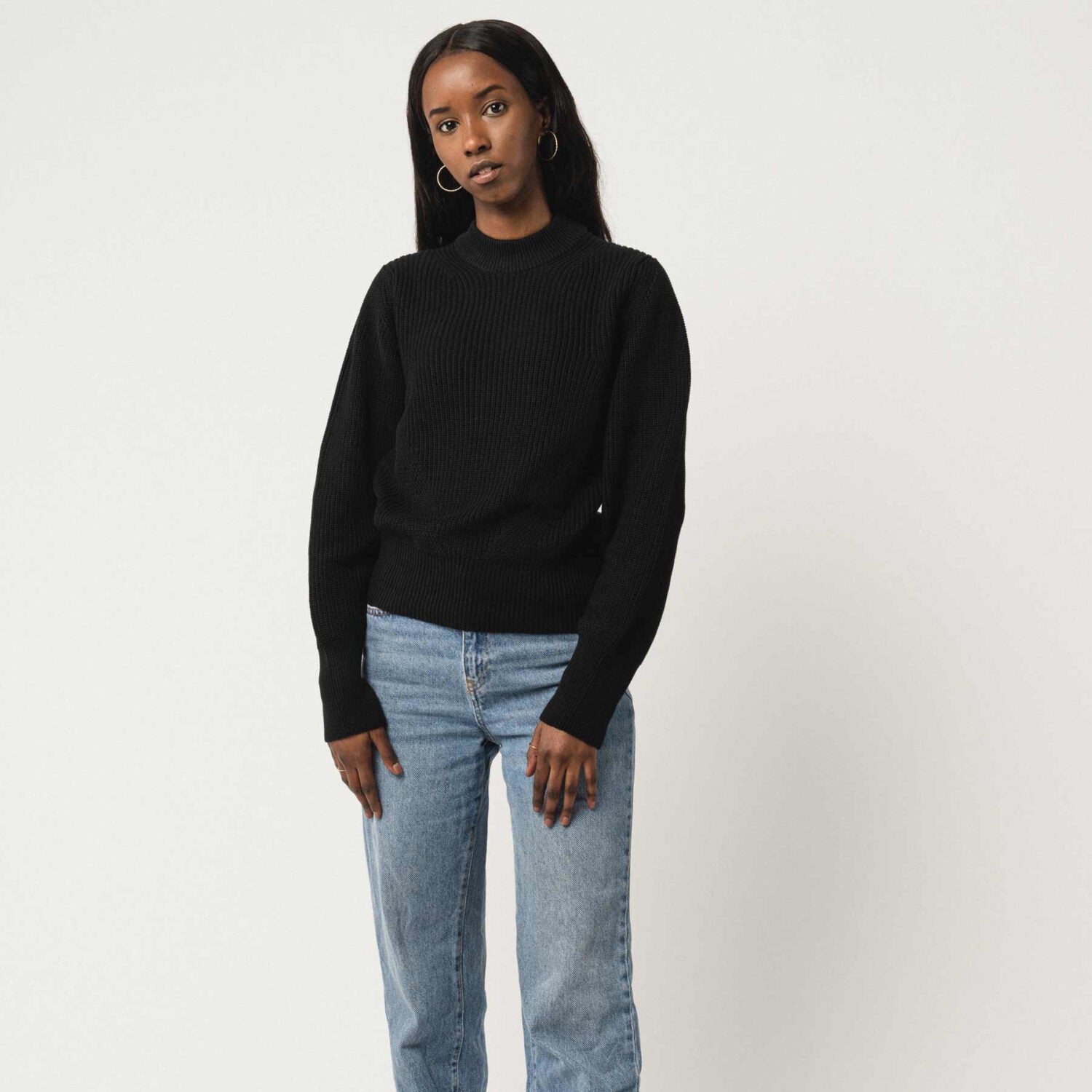 MELA Damen Rippstrickpullover "RIYA" - schwarz