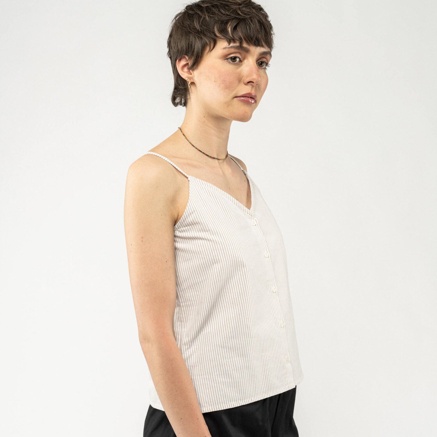 MELA Damen Top MOHINI - Beige Stripes_2