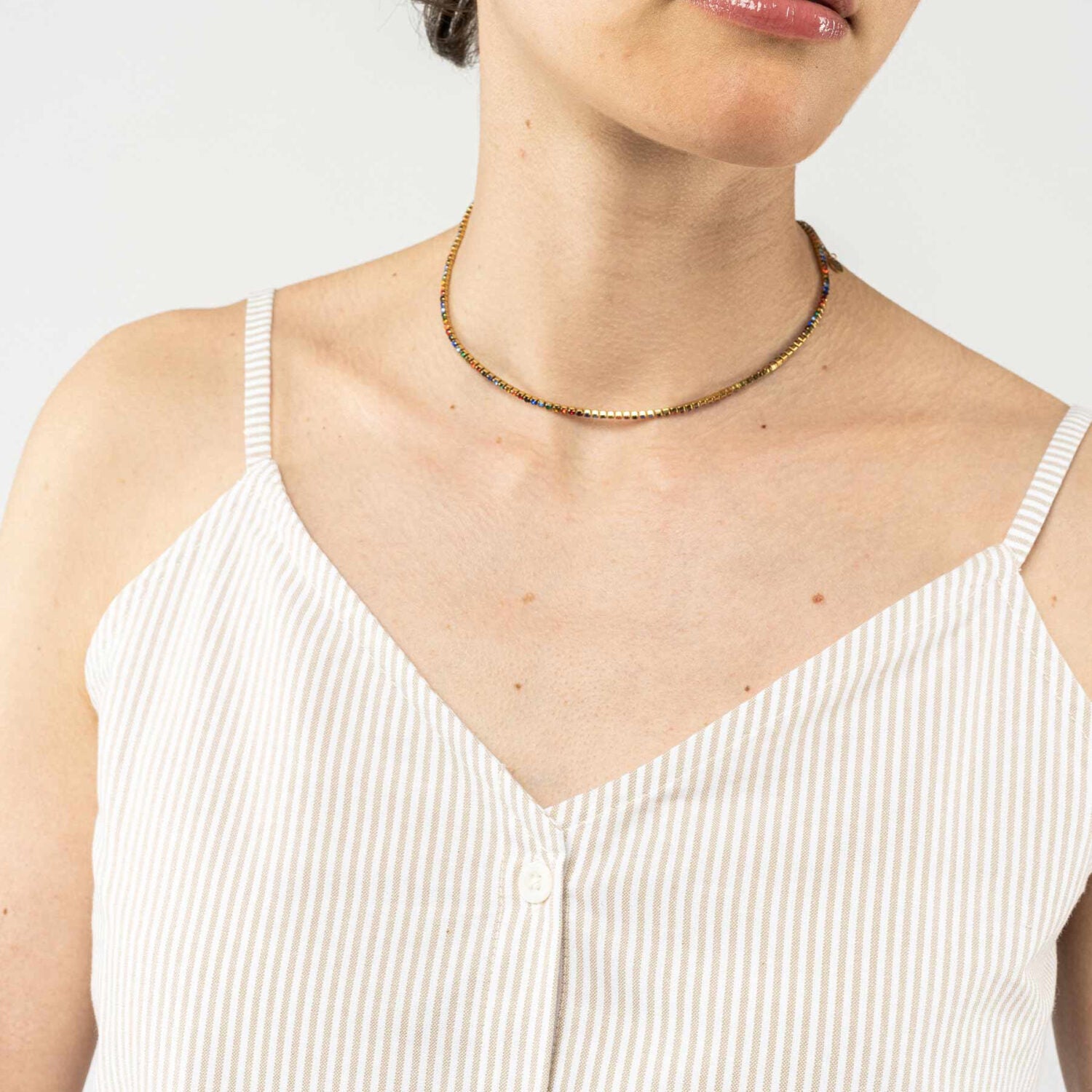 MELA Damen Top MOHINI - Beige Stripes_4