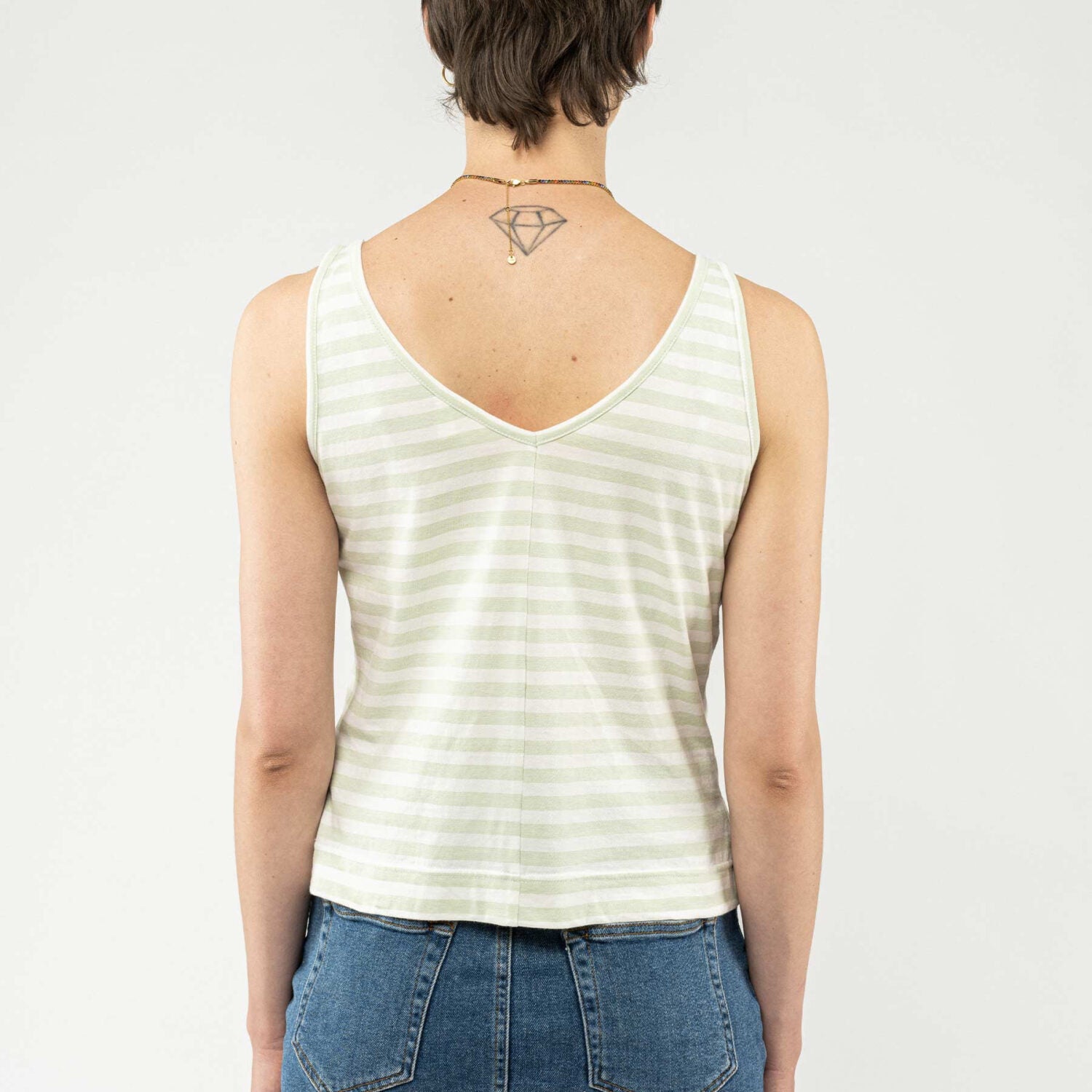 MELA Damen Top PINA - Thin Stripes Pastel Green_2