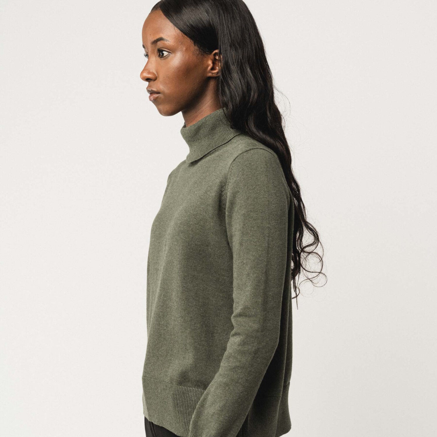 MELA Feinstrick Rollkragenpullover "MAYURA" - grün melange