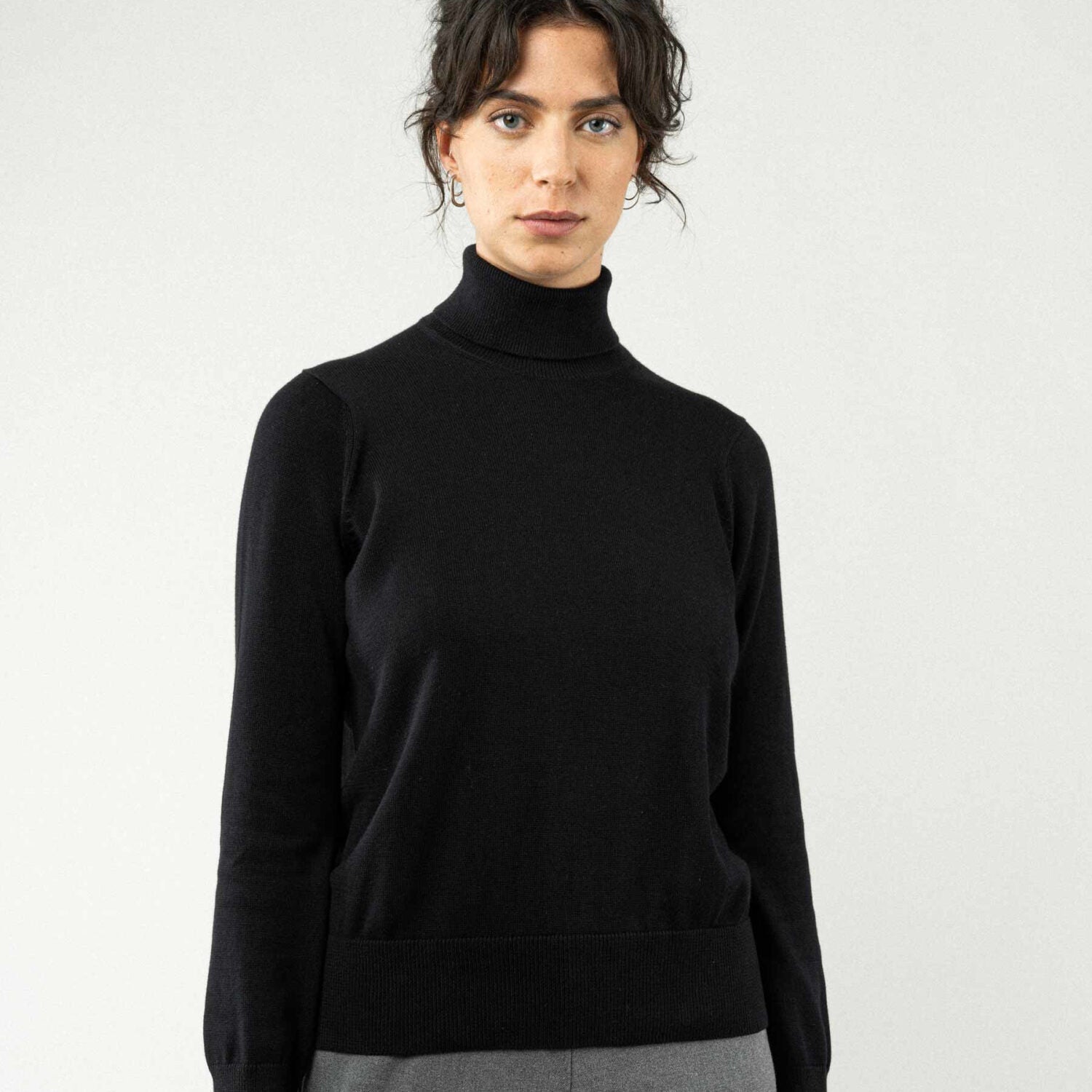 MELA Feinstrick Rollkragenpullover "MAYURA" - schwarz