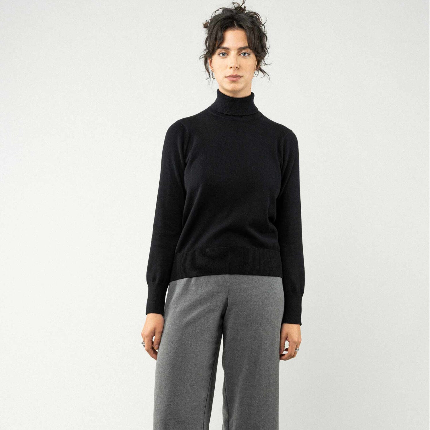 MELA Feinstrick Rollkragenpullover "MAYURA" - schwarz