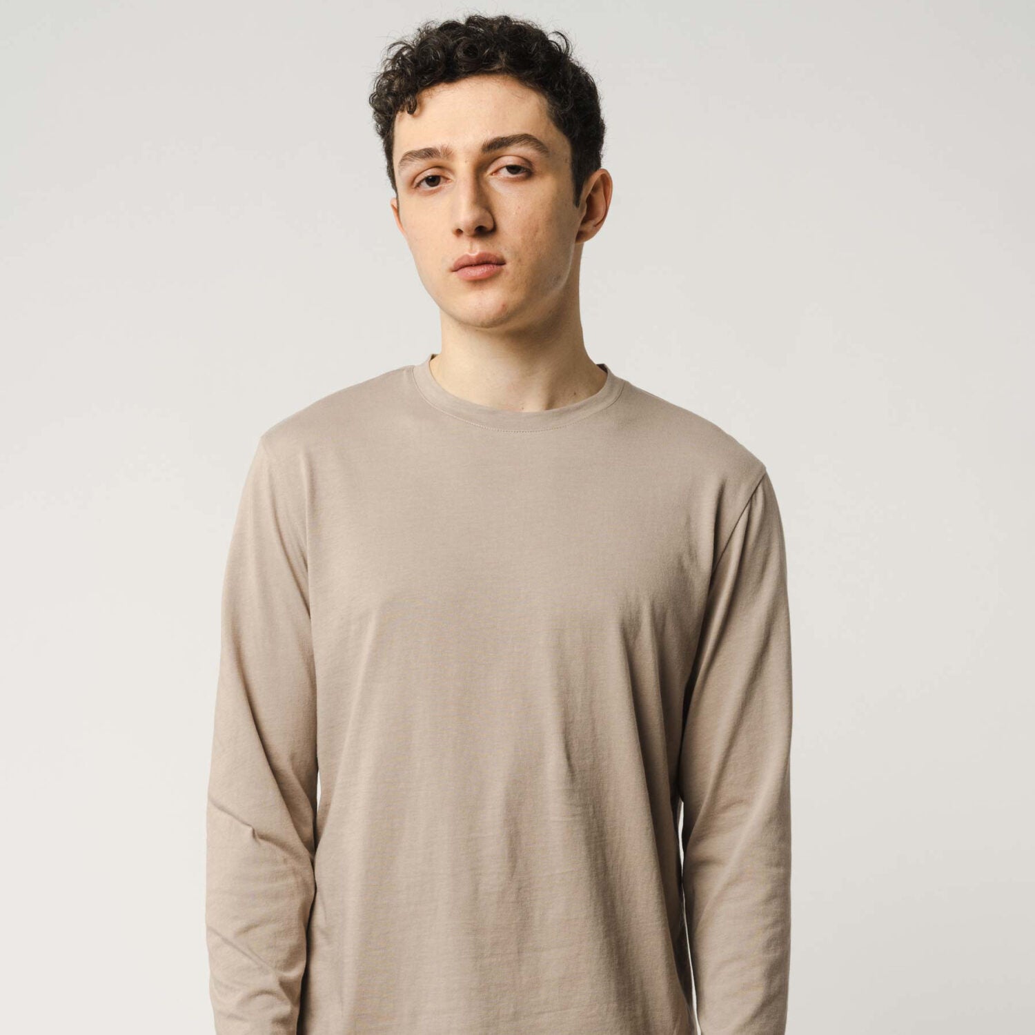 MELA Herren Basic Langarmshirt "JERIN" - taupe