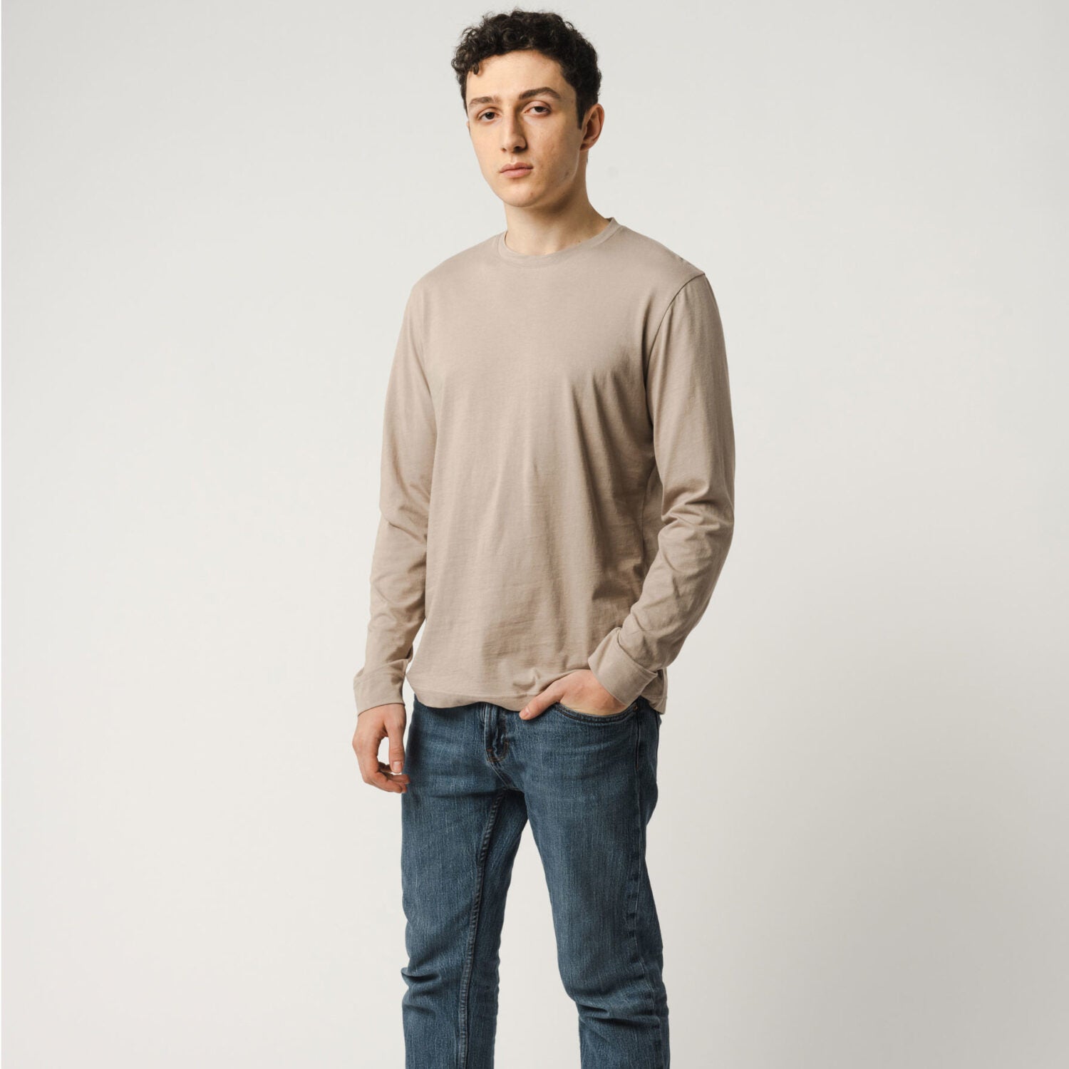 MELA Herren Basic Langarmshirt "JERIN" - taupe