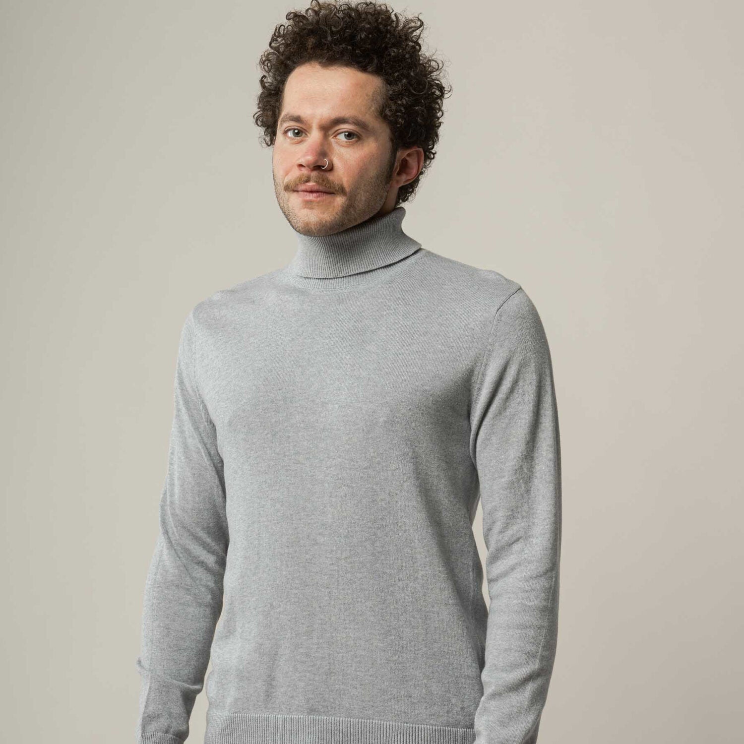MELA Herren Feinstrick Rollkragenpullover "KANJA" - grau-melange