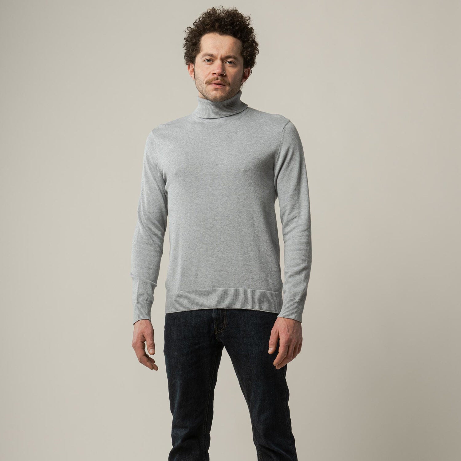 MELA Herren Feinstrick Rollkragenpullover "KANJA" - grau-melange