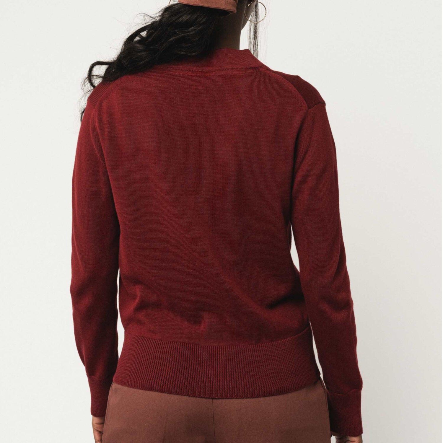 MELA Leichter Damen Cardigan mit V-Ausschnitt SURINA - burgunderrot_4