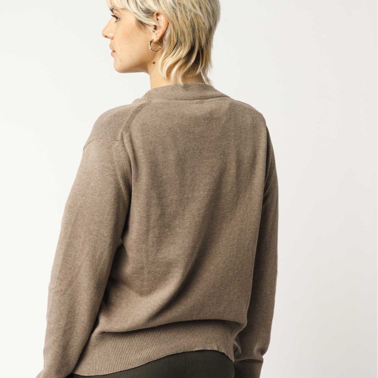 MELA Leichter Damen Cardigan mit V-Ausschnitt "SURINA" - hazel-melange