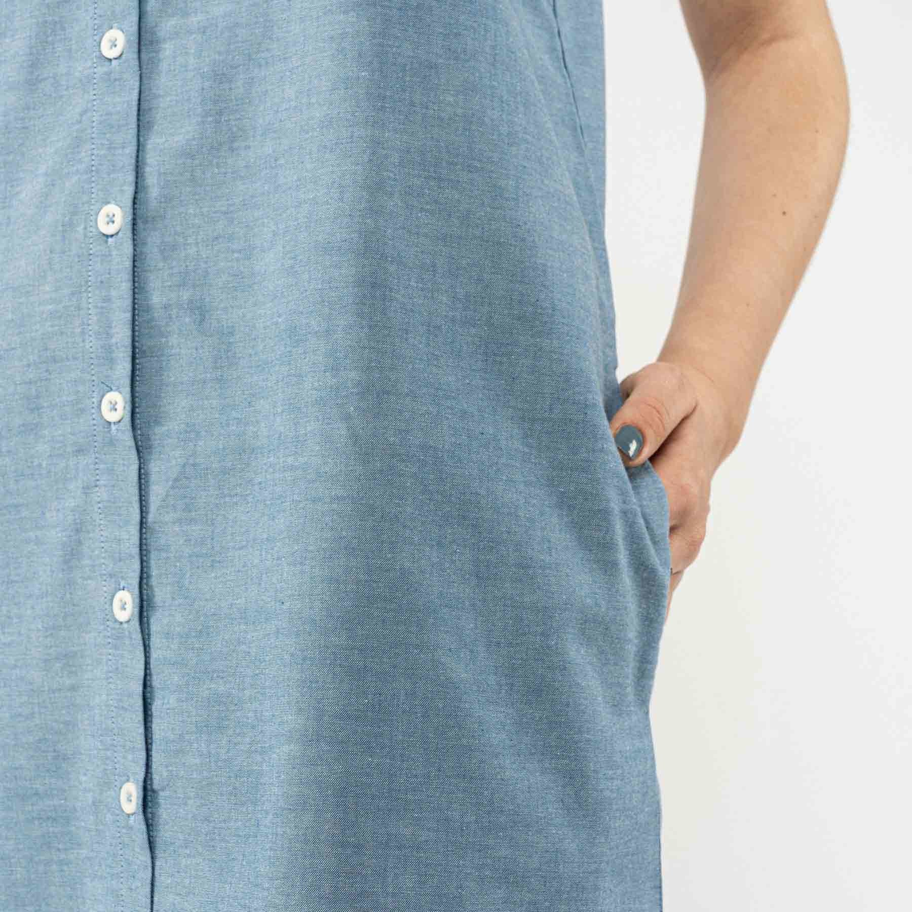 MELA Trägerkleid mit Knopfleiste "MAJANDRA" - blue chambray
