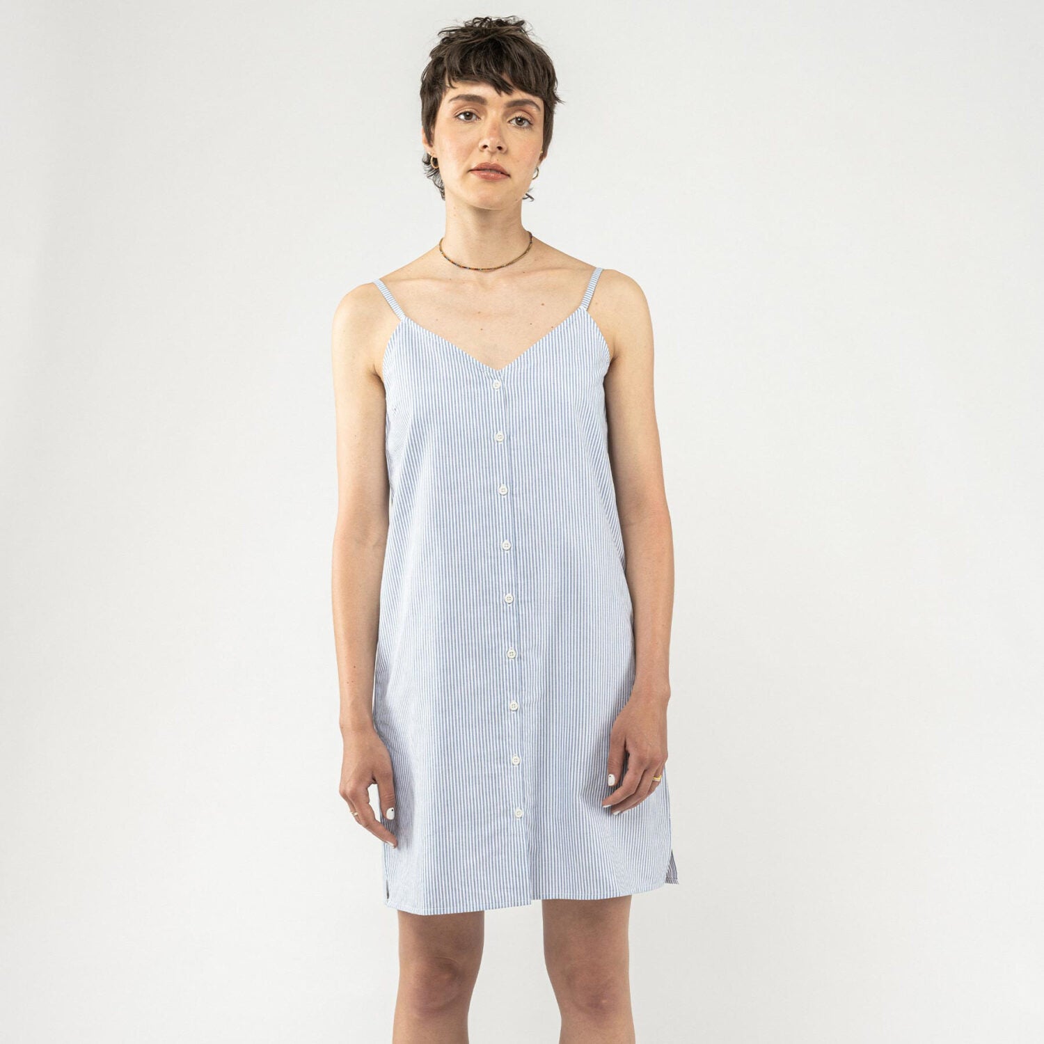 MELA Trägerkleid mit Knopfleiste MAJANDRA - Blue Stripes_1