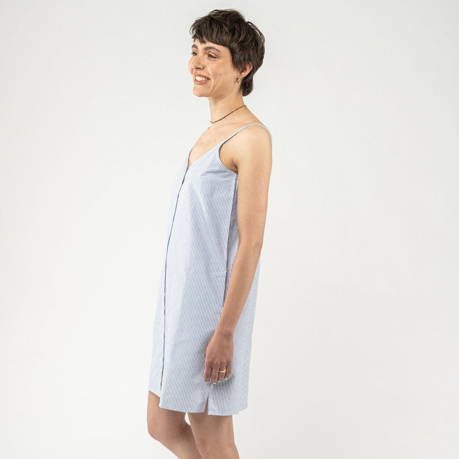 MELA Trägerkleid mit Knopfleiste MAJANDRA - Blue Stripes_2