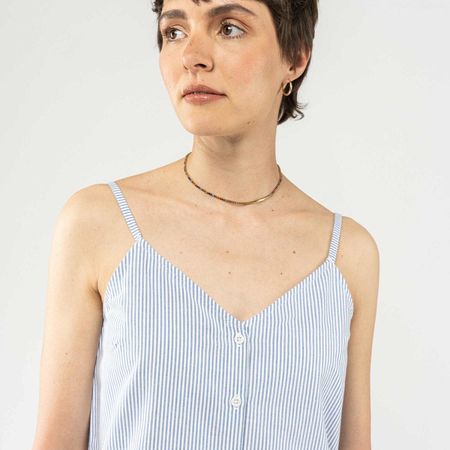 MELA Trägerkleid mit Knopfleiste MAJANDRA - Blue Stripes_4