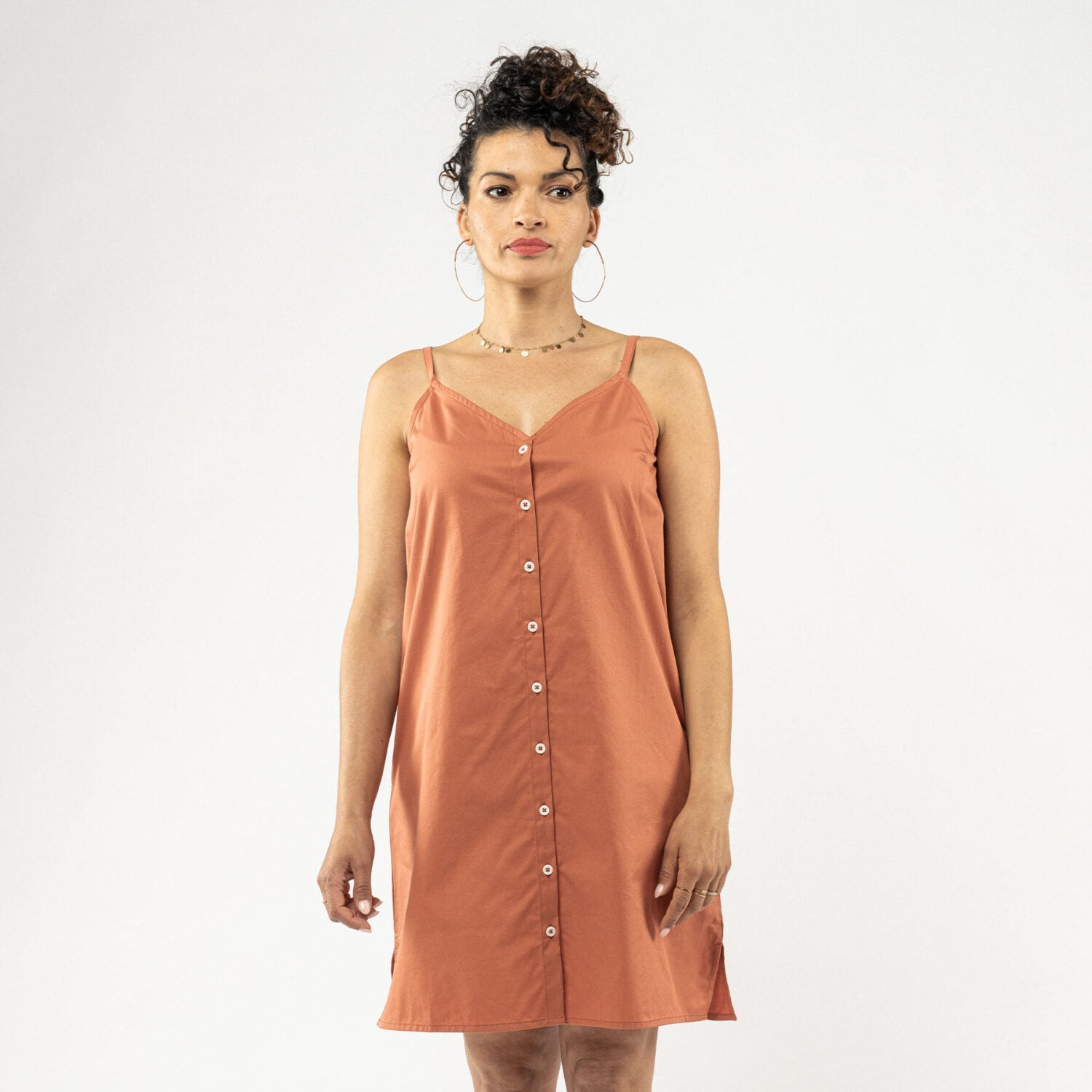 MELA Trägerkleid mit Knopfleiste MAJANDRA - Coral_1