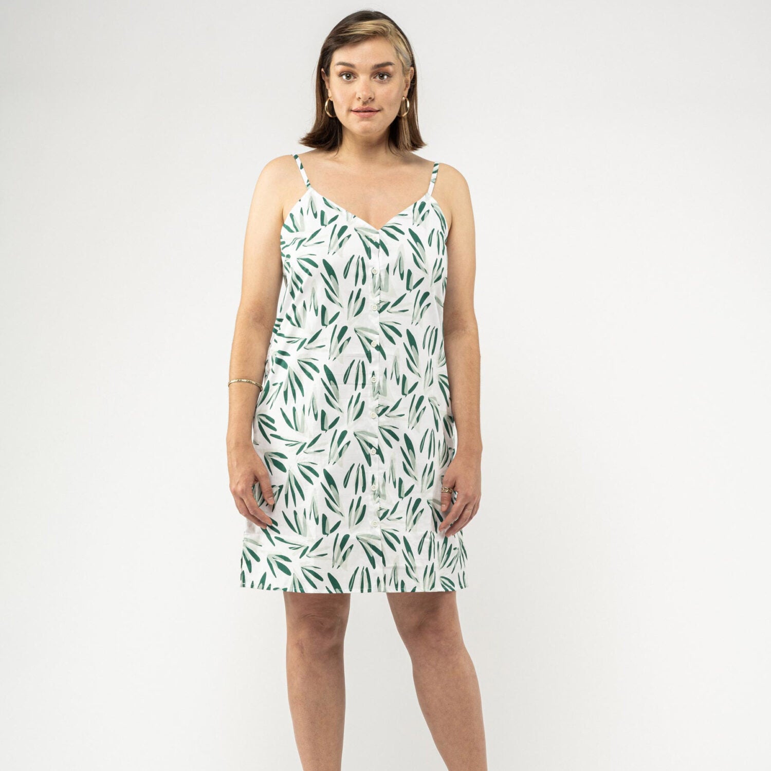 MELA Trägerkleid mit Knopfleiste "MAJANDRA" - leaf