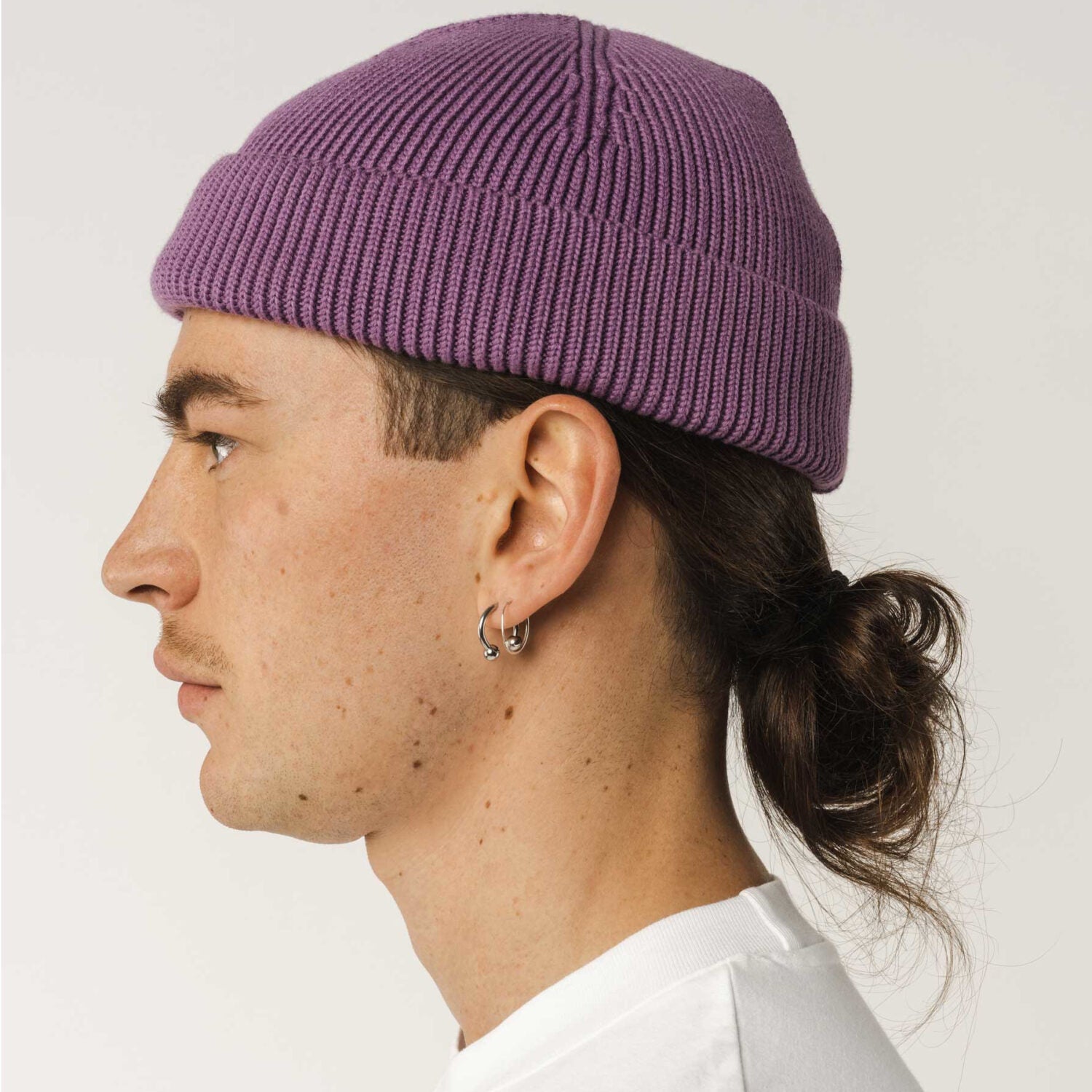 MELA Unisex Kurze Rippstrick Mütze "RAFI" - lila