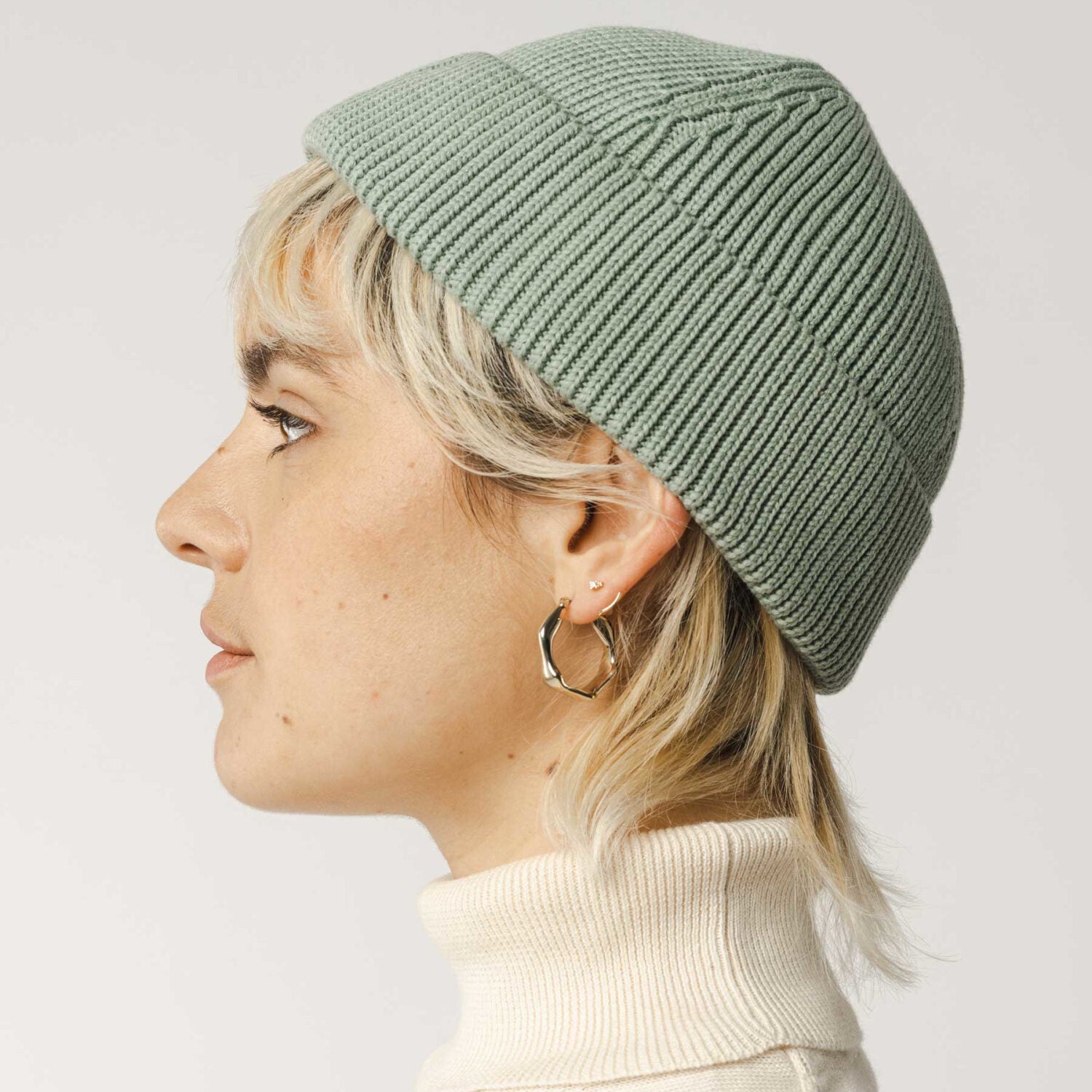 MELA Unisex Kurze Rippstrick Mütze "RAFI" - mint
